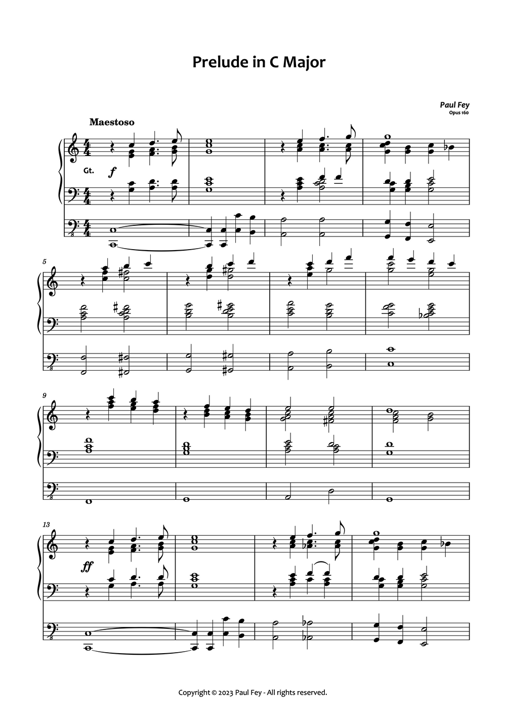 Prelude in C Major (Sheet Music) Op. 160 - Music for Organ