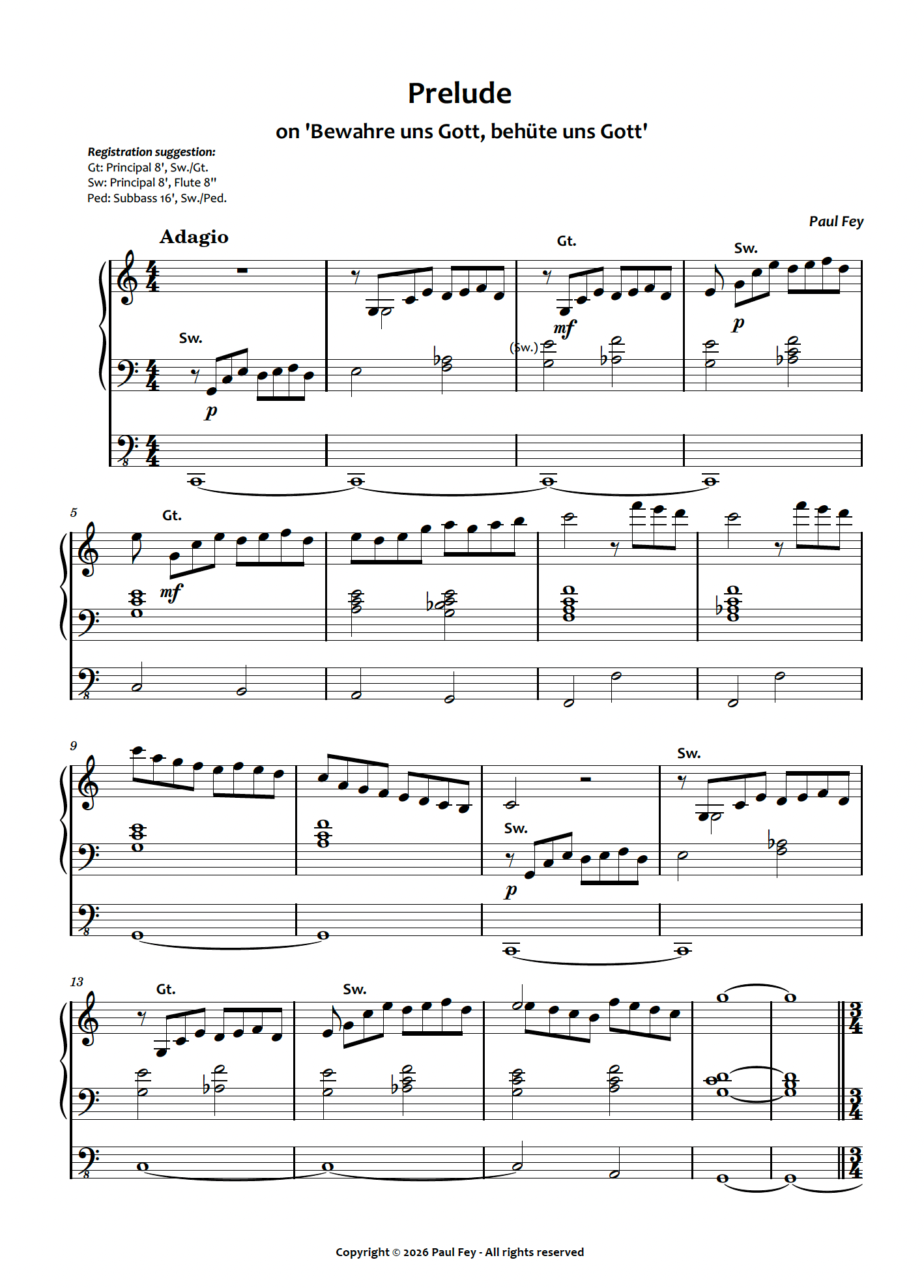 Prelude on Bewahre uns Gott, Behüte uns Gott