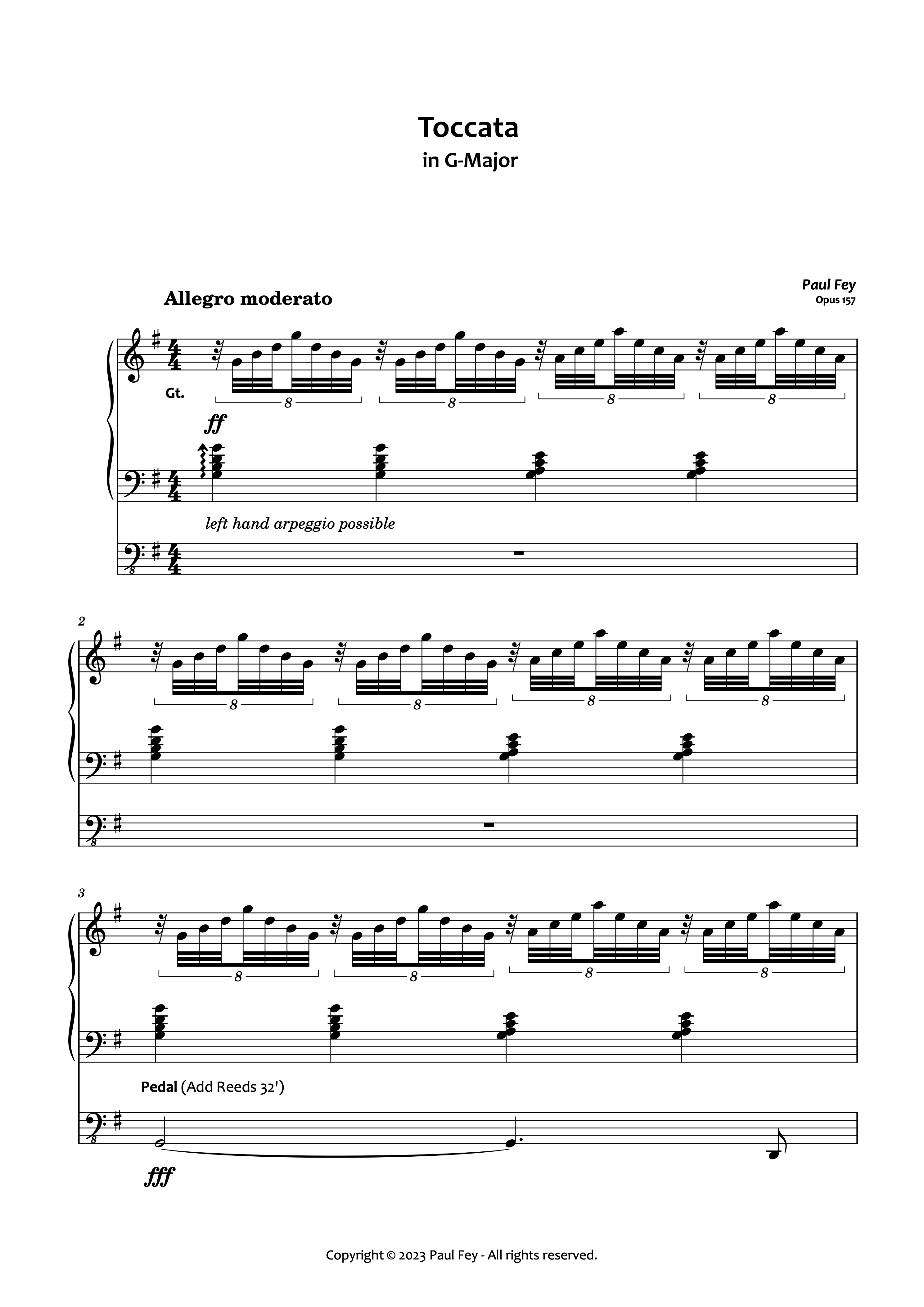 Toccata in C Major Paul fey organist sheet music