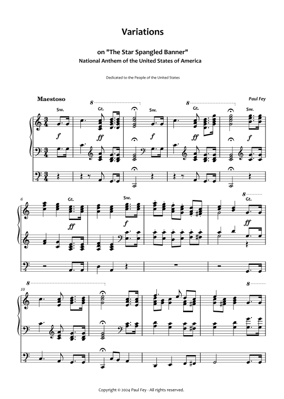 Variationen zu 'The Star Spangled Banner' (Noten) - Paul Fey