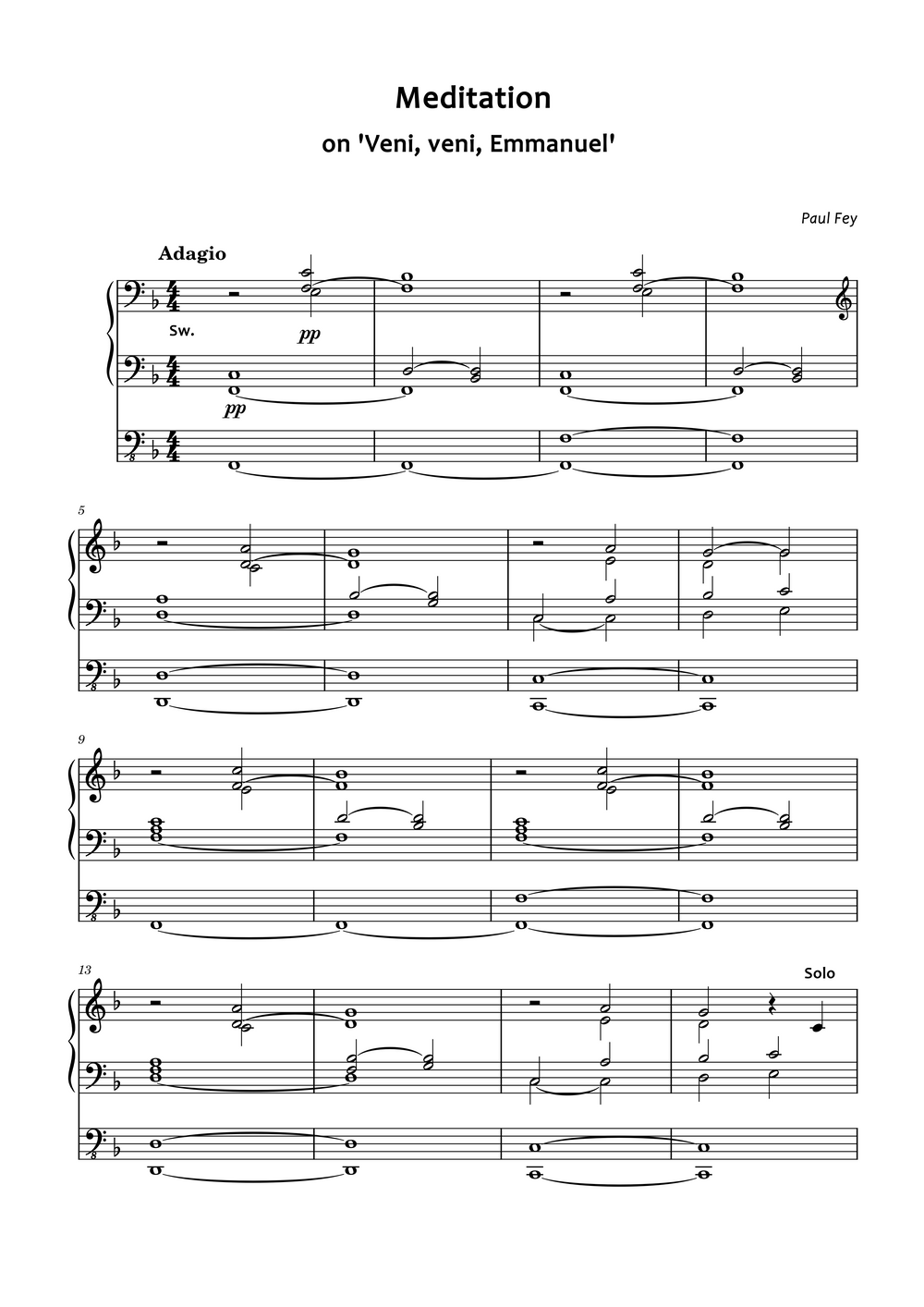 Meditation on "O Come, o come, Emmanuel" (Sheet Music) - Music for Organ