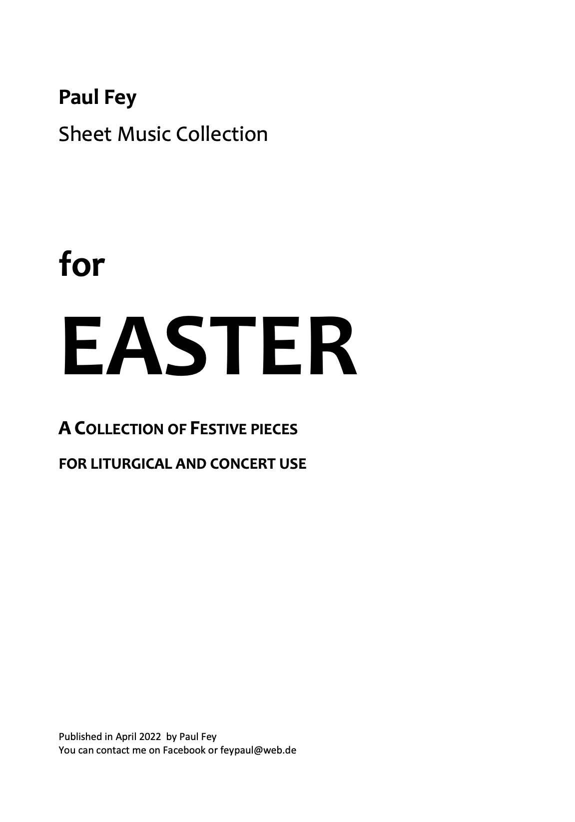 Easter Collection for Organ (Sheet Music) Paul Fey Organist Paul
