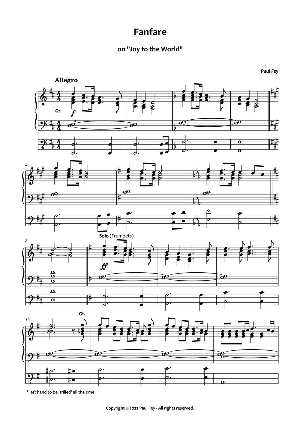 Fanfare on "Joy to the World" (Sheet Music) - Music for Organ