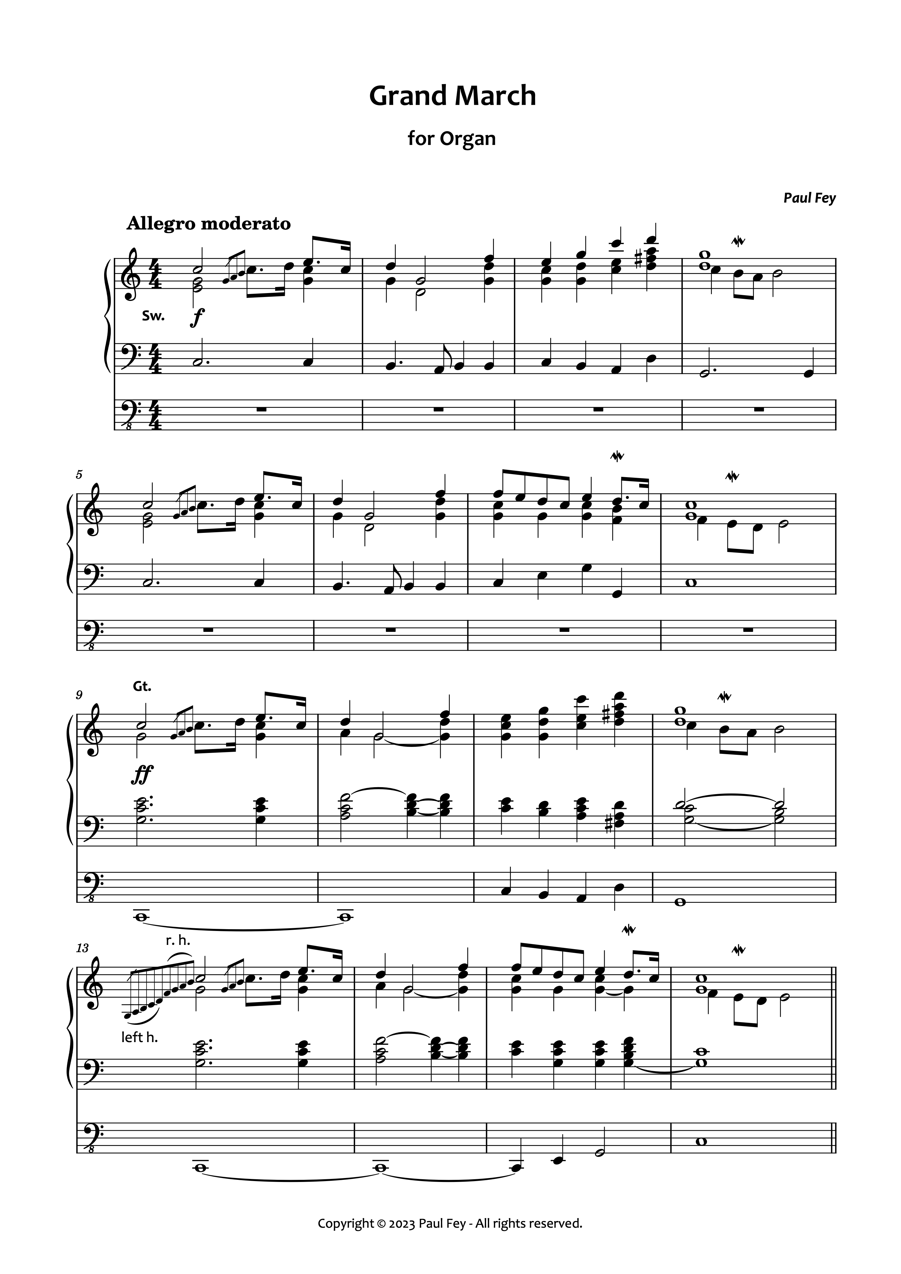 Grand March (Sheet Music) - Festive Music for Organ by Paul Fey organist 