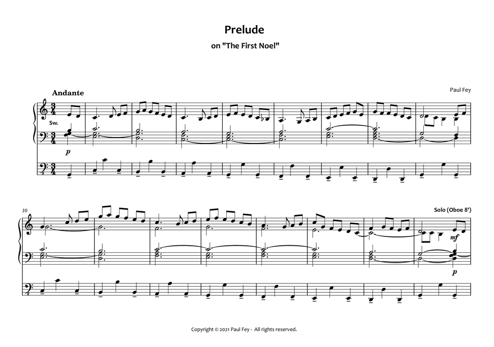 Prelude on "The First Noel" (Sheet Music) - Music for Organ