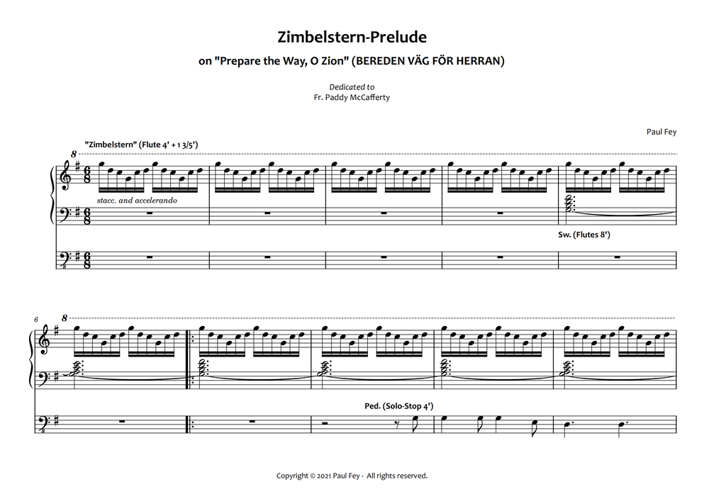 The "Zimbelstern Prelude" (Sheet Music) - Music for Pipe Organ by Paul Fey