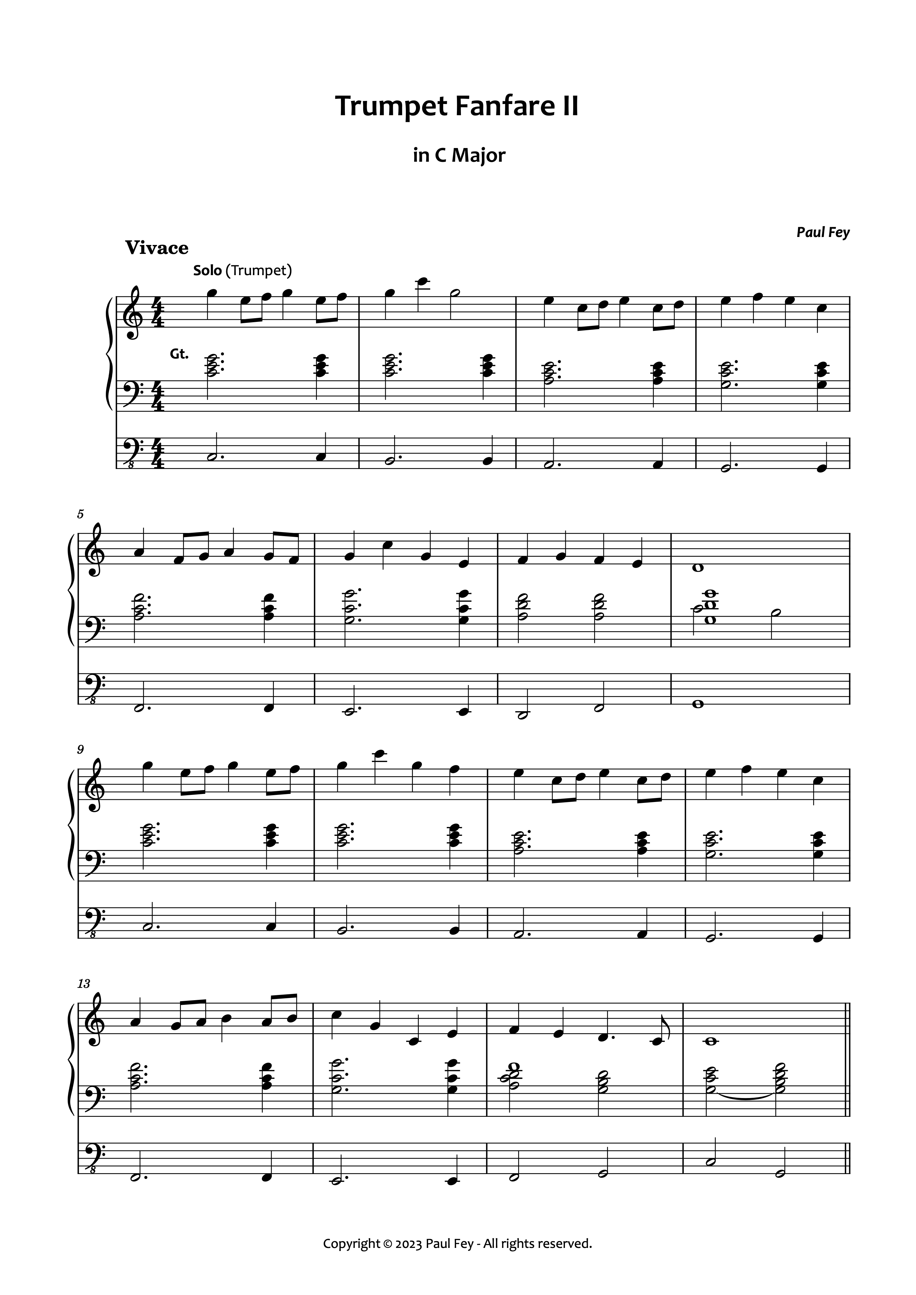 Trumpet Fanfare II (Sheet Music) Music for Organ, Paul Fey Organist – Paul  Fey