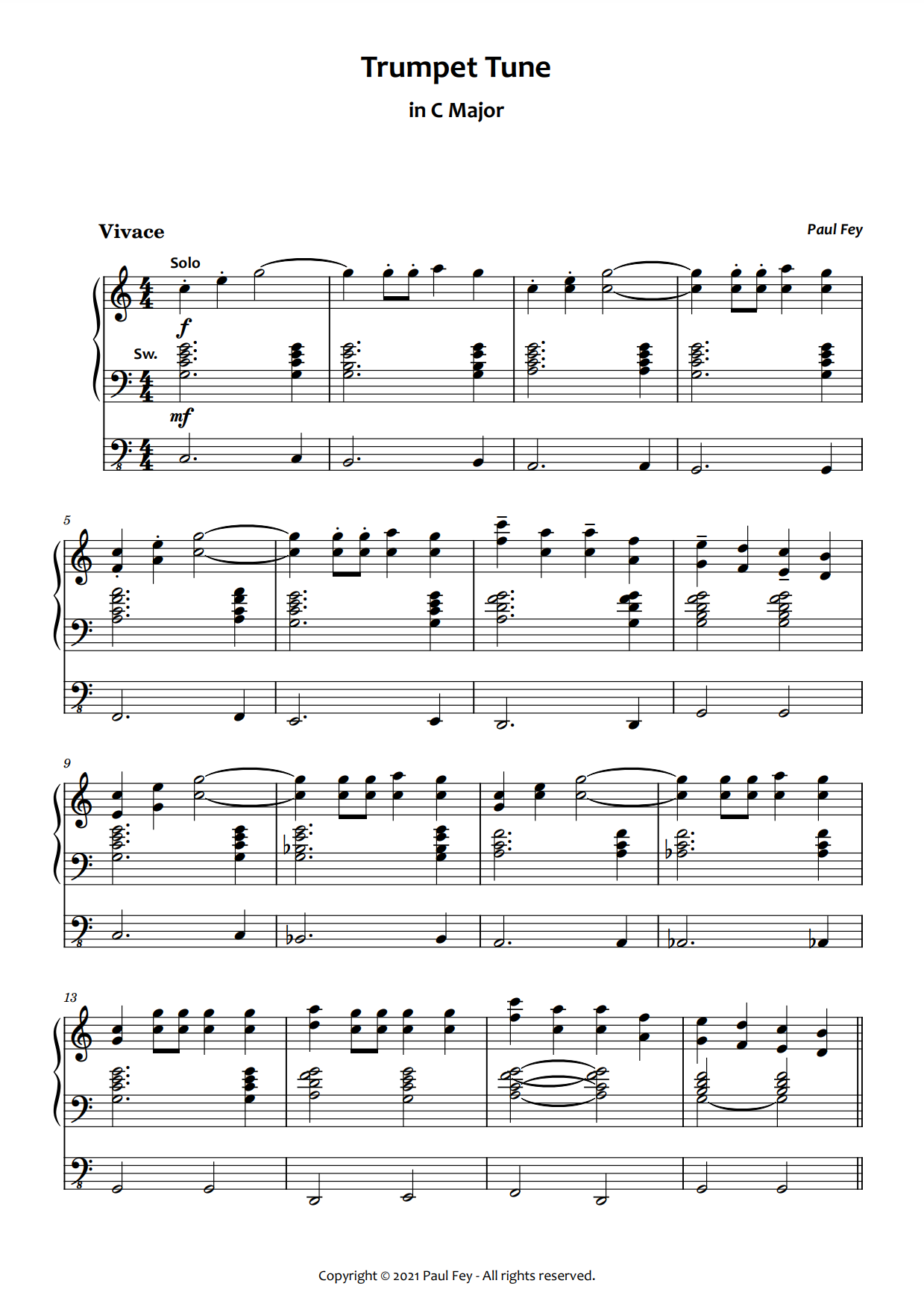 Trumpet Tune in C-Major for Organ (Sheet Music) | Paul Fey Organist – Paul Fey | Organist and Pianist trumpet-tune-in-c-major-for-organ-sheet-music-paul-fey-organist-paul-fey-organist-and-pianist