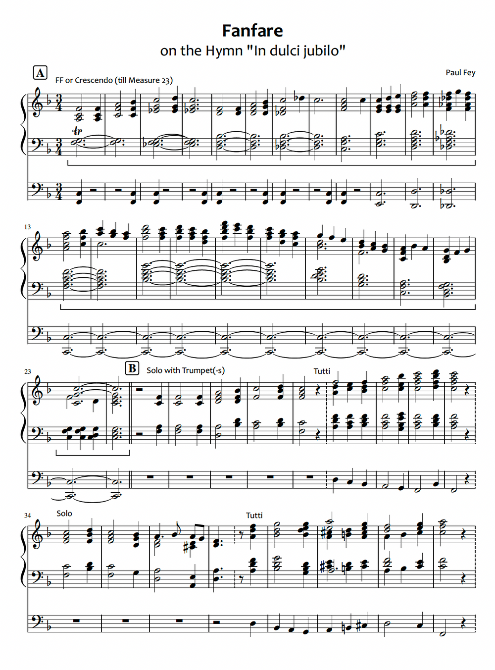 fanfare on hymn in dulci jubilo Pipe Organ by Paul Fey