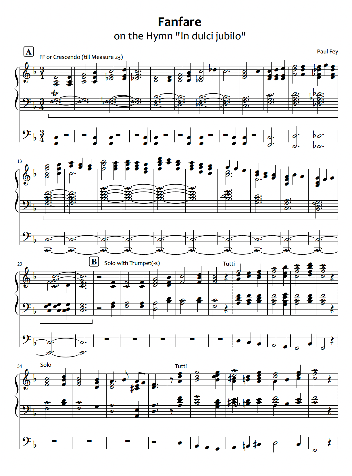 fanfare on hymn in dulci jubilo Pipe Organ by Paul Fey