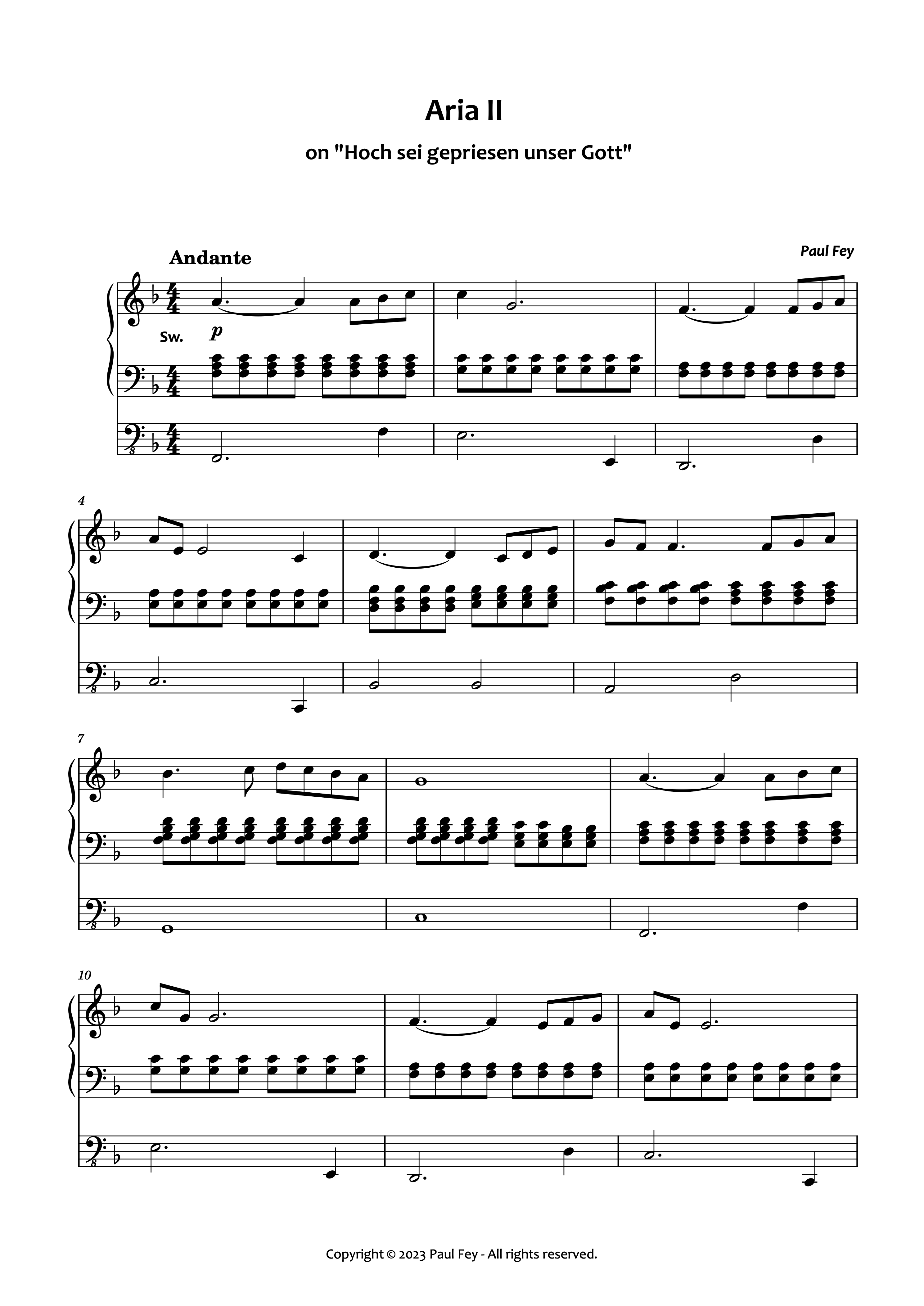 Aria II (Sheet Music) - Music for Organ by Paul Fey Organist 