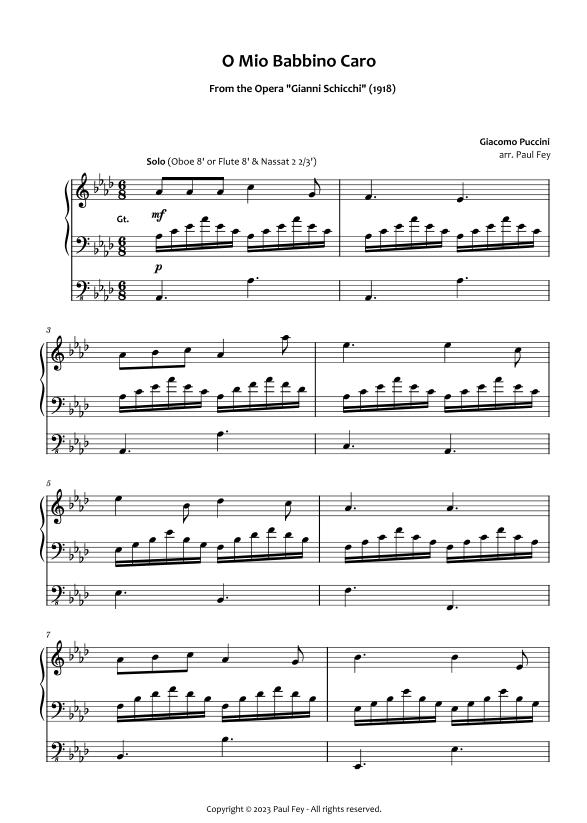 Arrangement on 'O Mio Babbino Caro' (Sheet Music) - Paul Fey