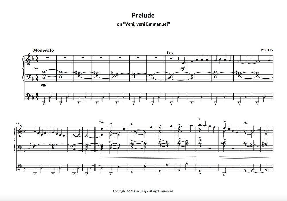 Prelude & Harm. on "Veni, Veni Emmanuel" - Music for Organ