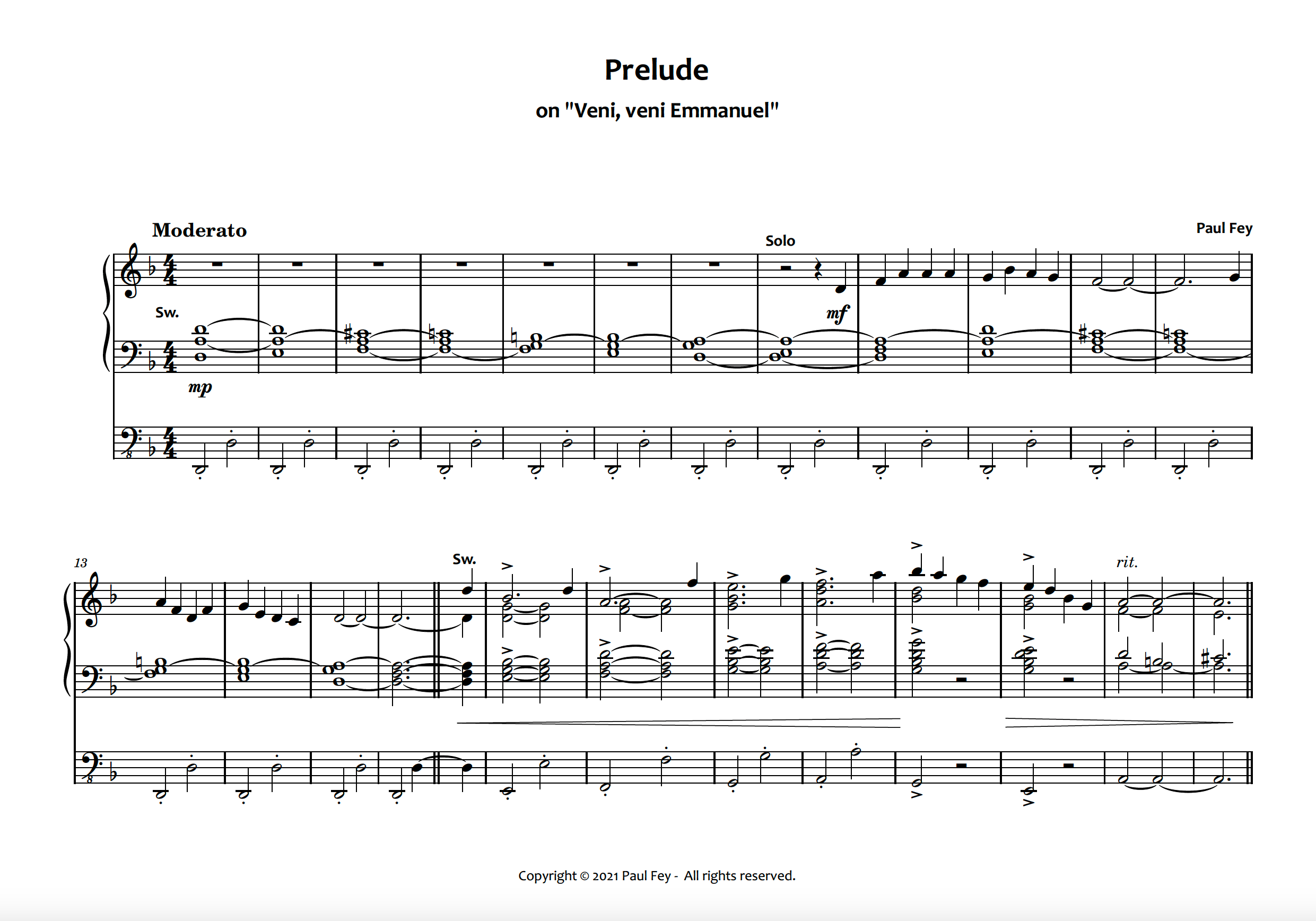 Prelude & Harm. on "Veni, Veni Emmanuel" - Music for Organ