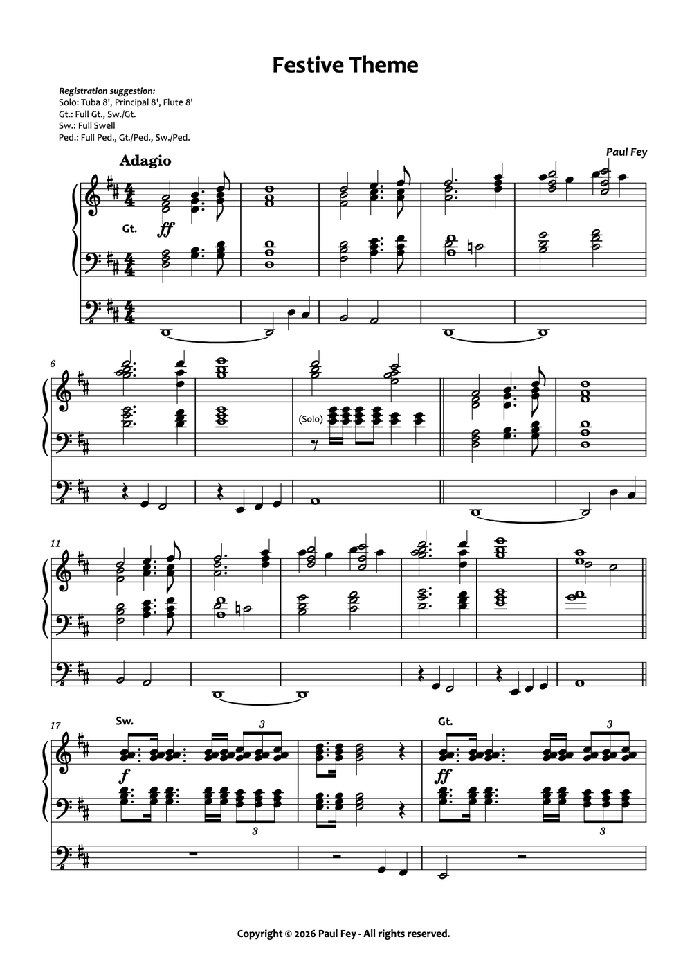 Festive Theme (Sheet Music) - Paul Fey