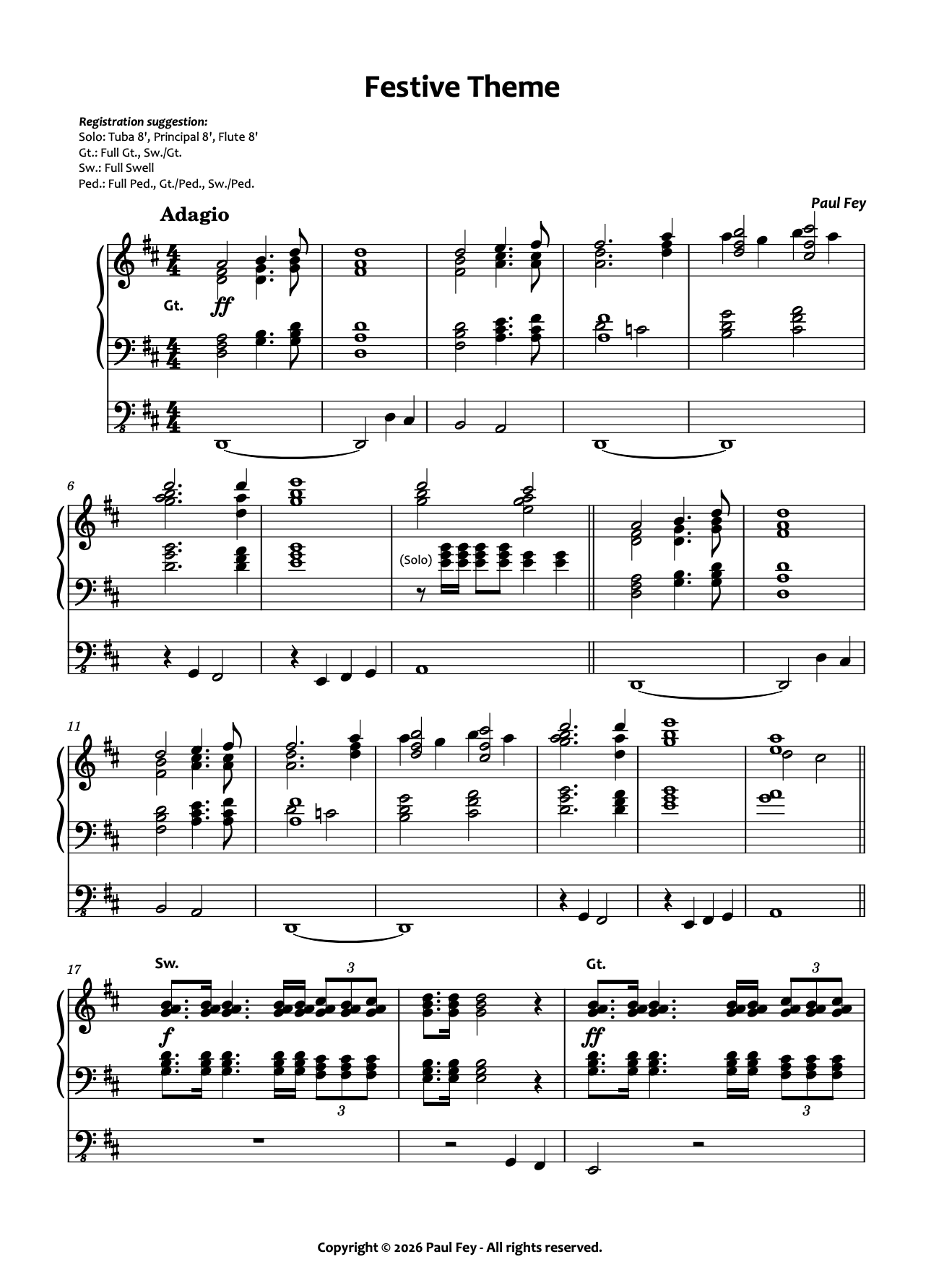 Festive Theme (Sheet Music) - Paul Fey
