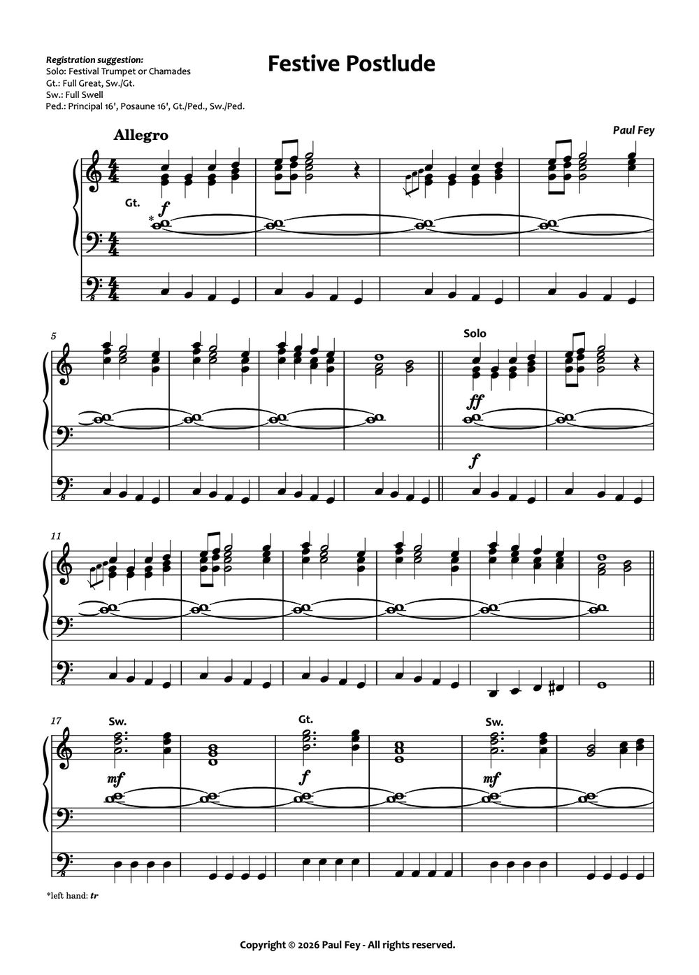 Festive Postlude (Sheet Music) - Paul Fey