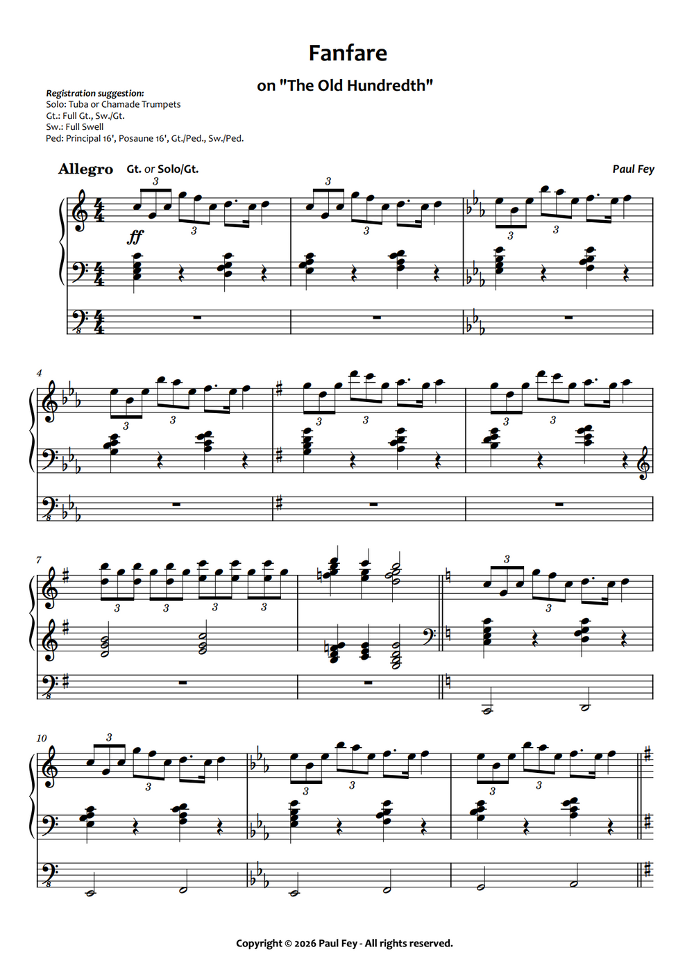 Fanfare on "The Old Hundredth" (Sheet Music) - Paul Fey