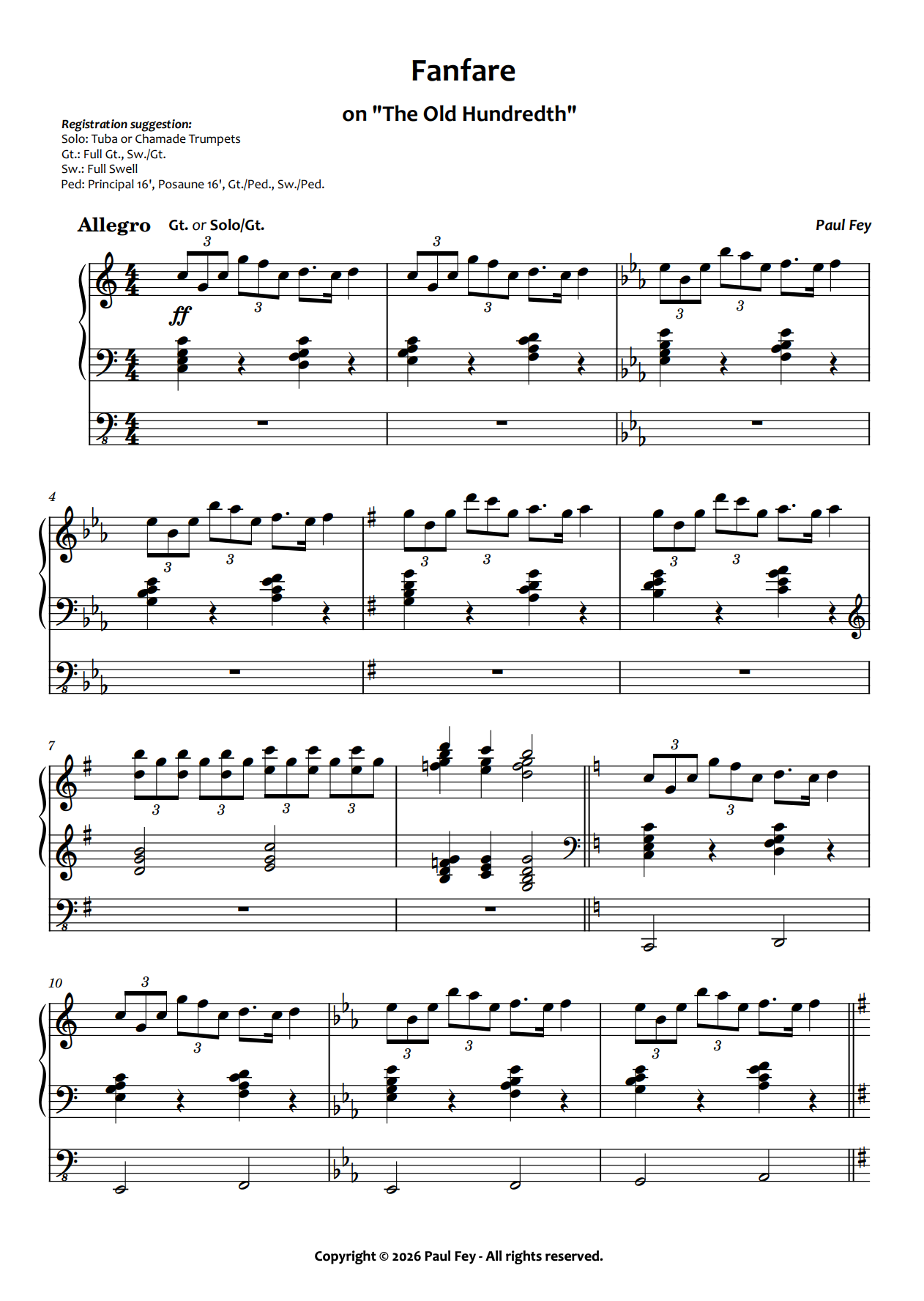 Fanfare on "The Old Hundredth" (Sheet Music) - Paul Fey