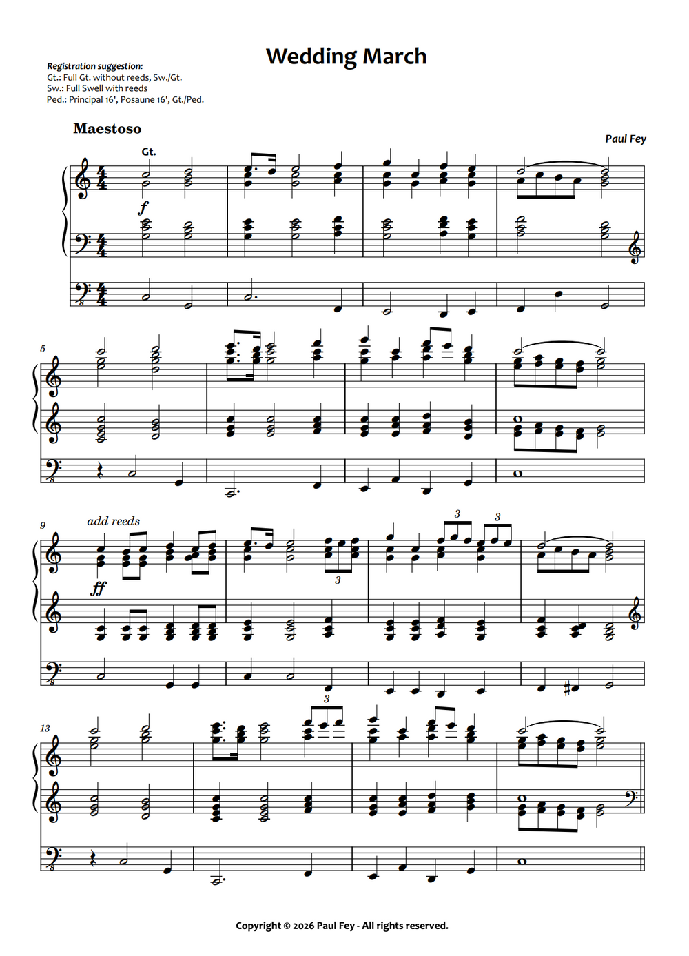 Wedding March (Sheet Music) - Paul Fey