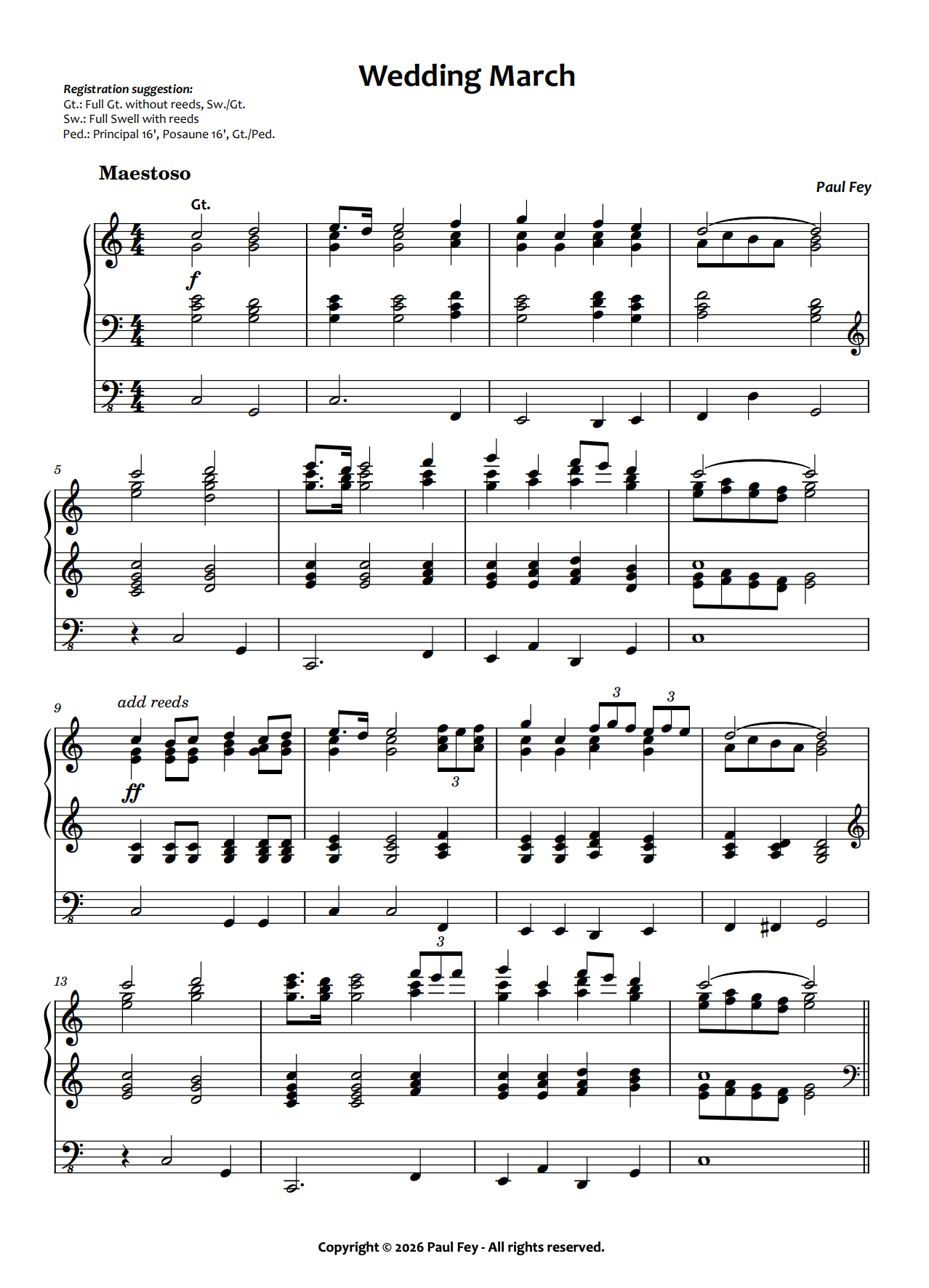 Wedding March (Sheet Music) - Paul Fey