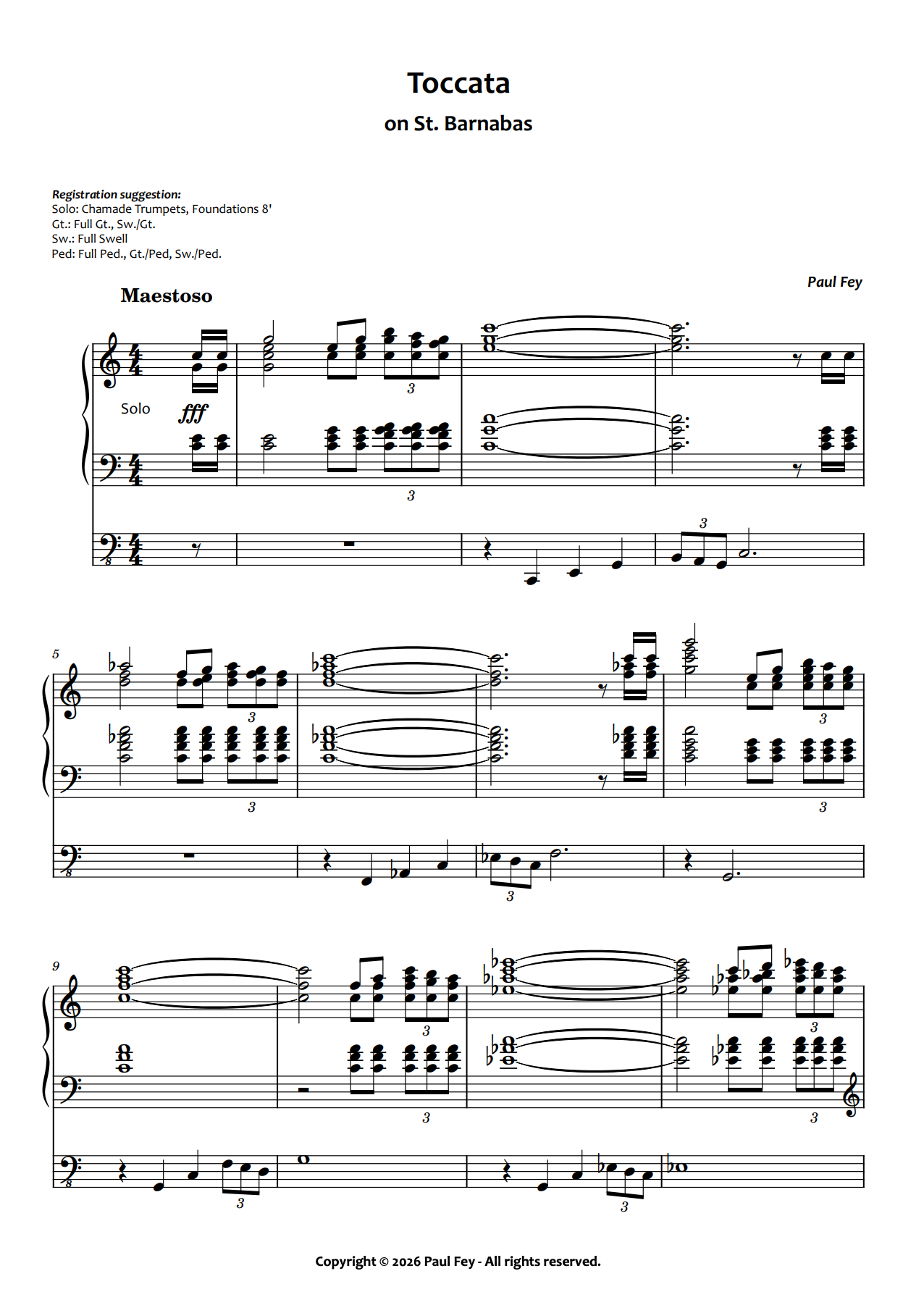 Toccata on St. Barnabas (Sheet Music) - Paul Fey
