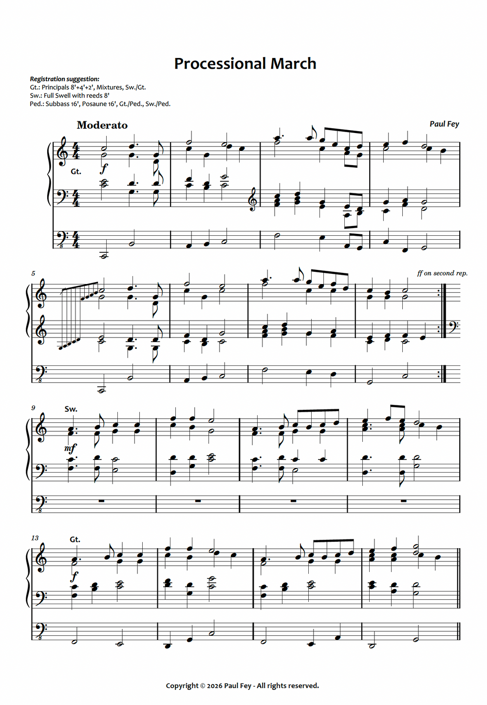 Processional March (Sheet Music) - Paul Fey