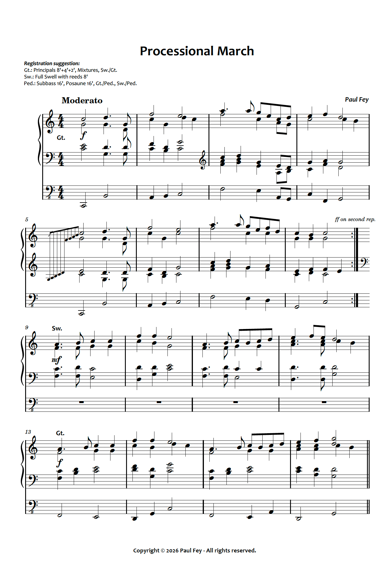 Processional March (Sheet Music) - Paul Fey