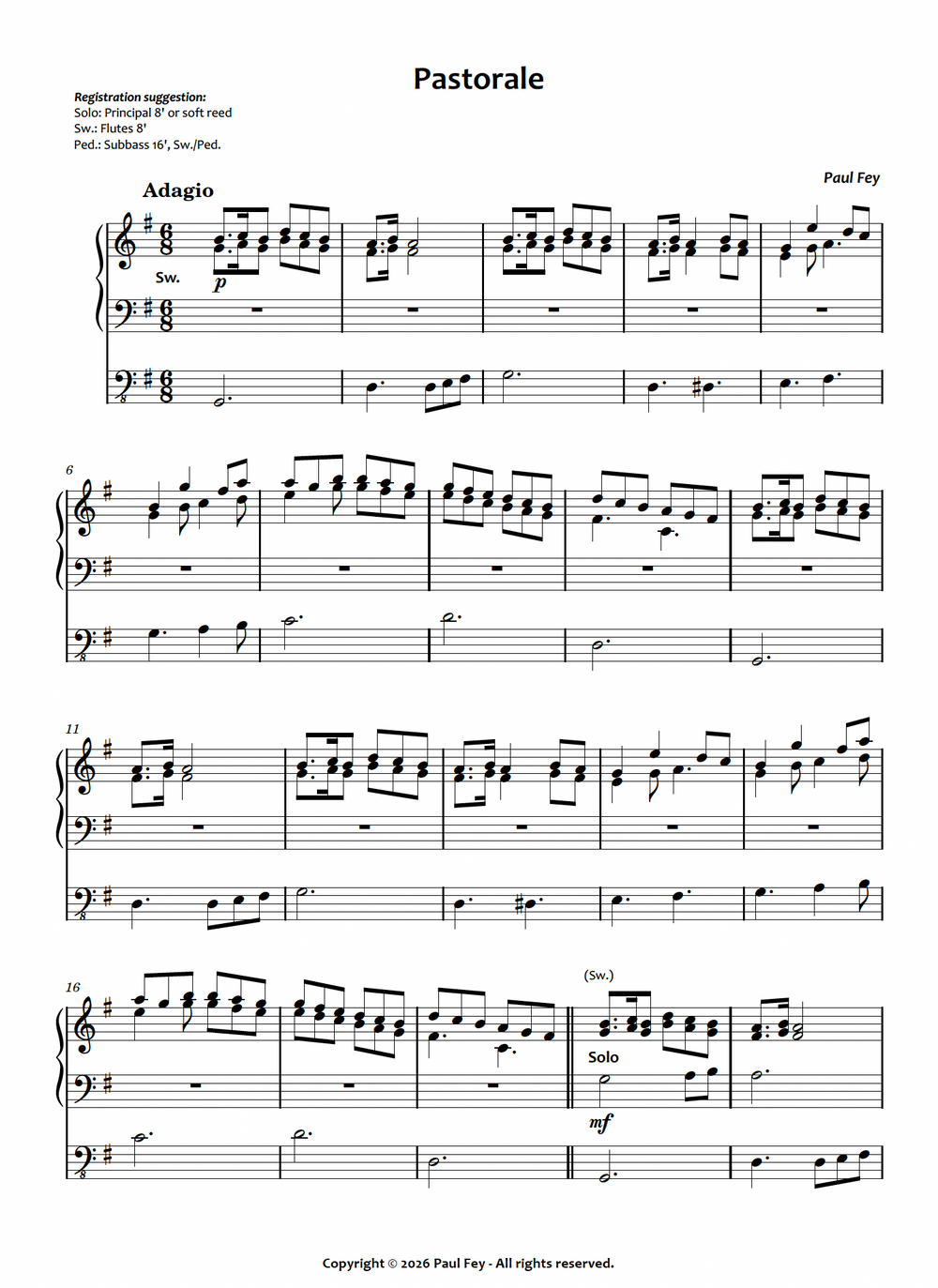 Pastorale (Sheet Music) - Paul Fey
