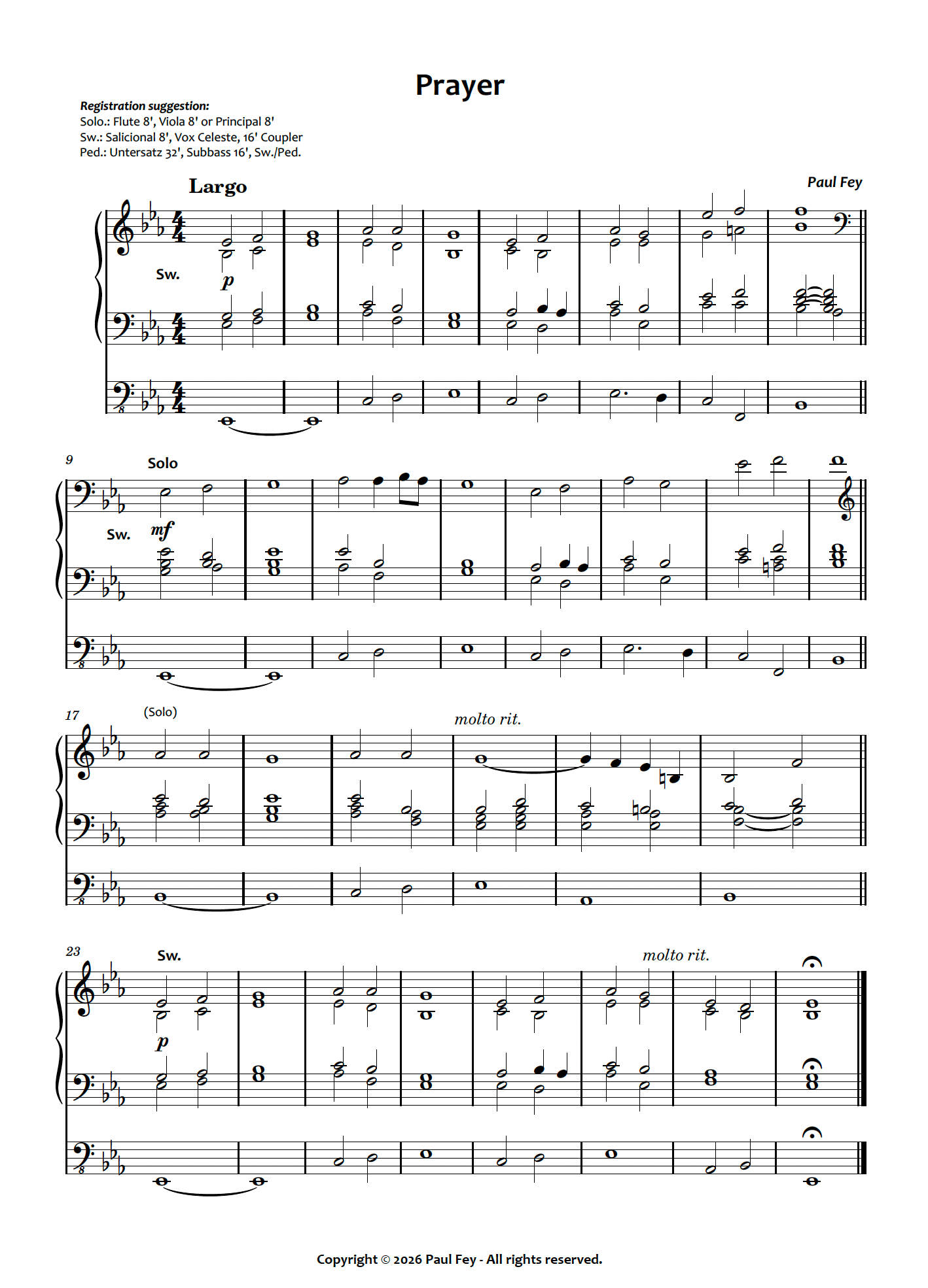 Prayer (Sheet Music) - Paul Fey