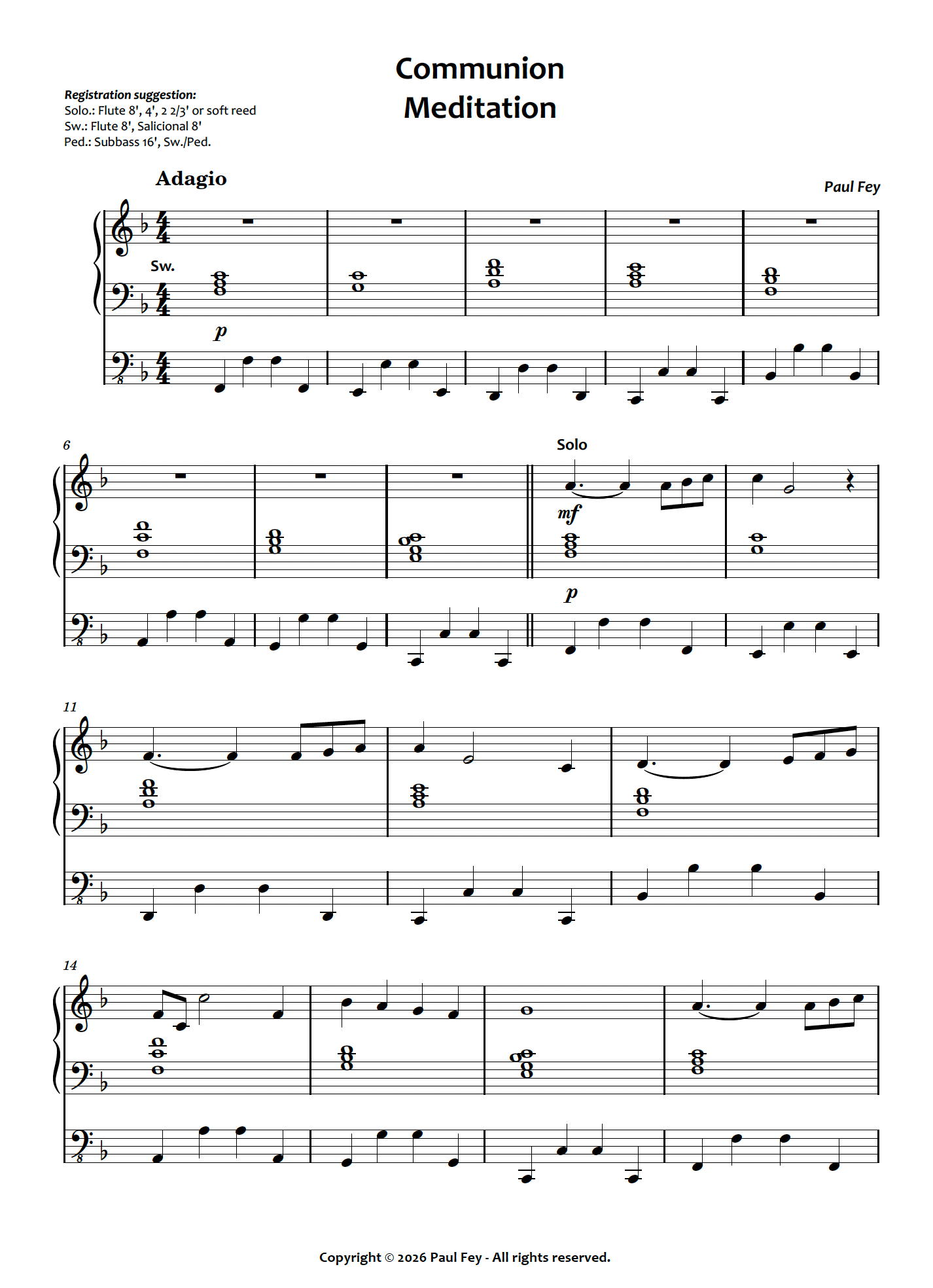 Communion Meditation (Sheet Music) - Paul Fey