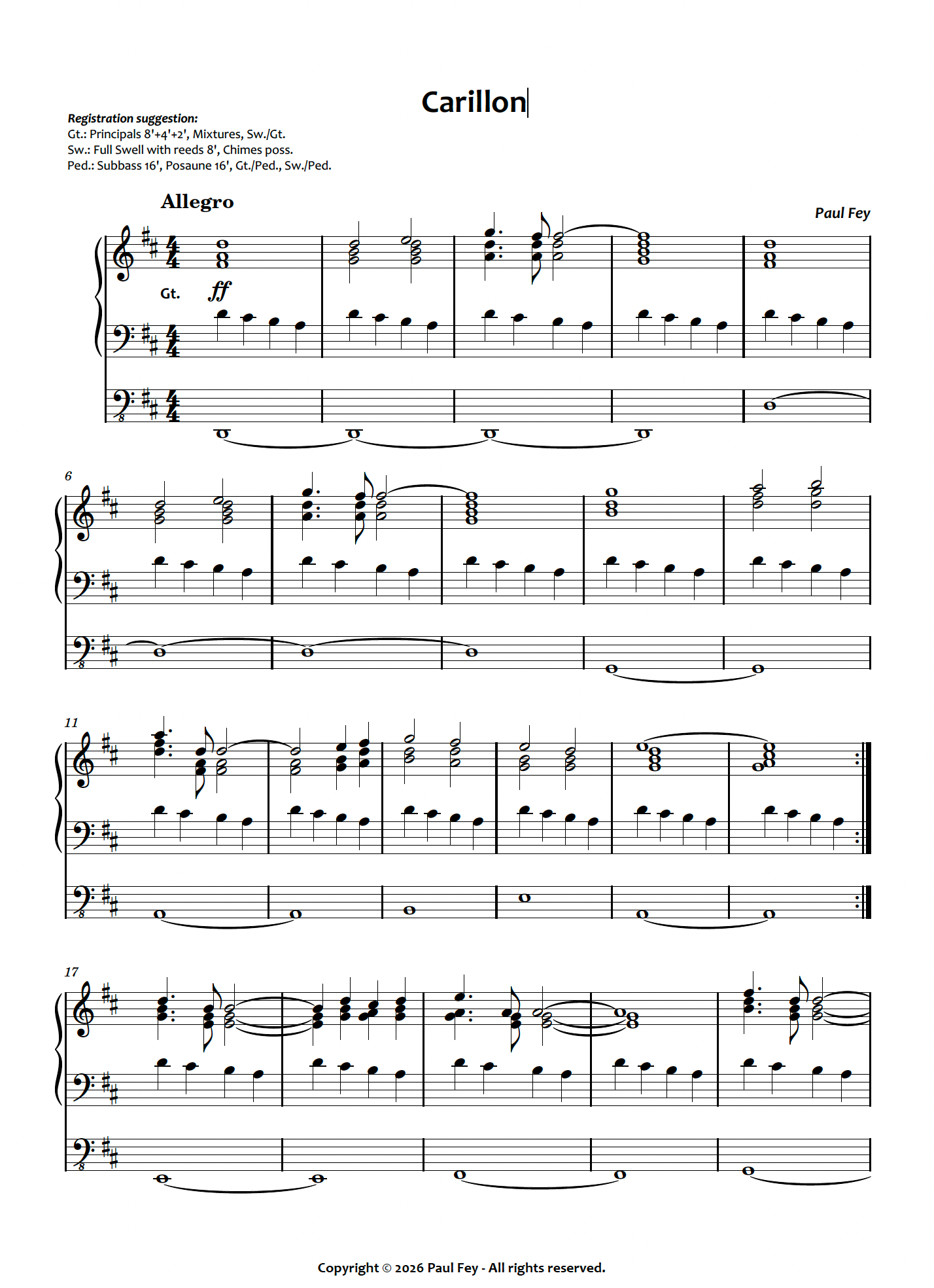 Carillon (Sheet Music) - Paul Fey