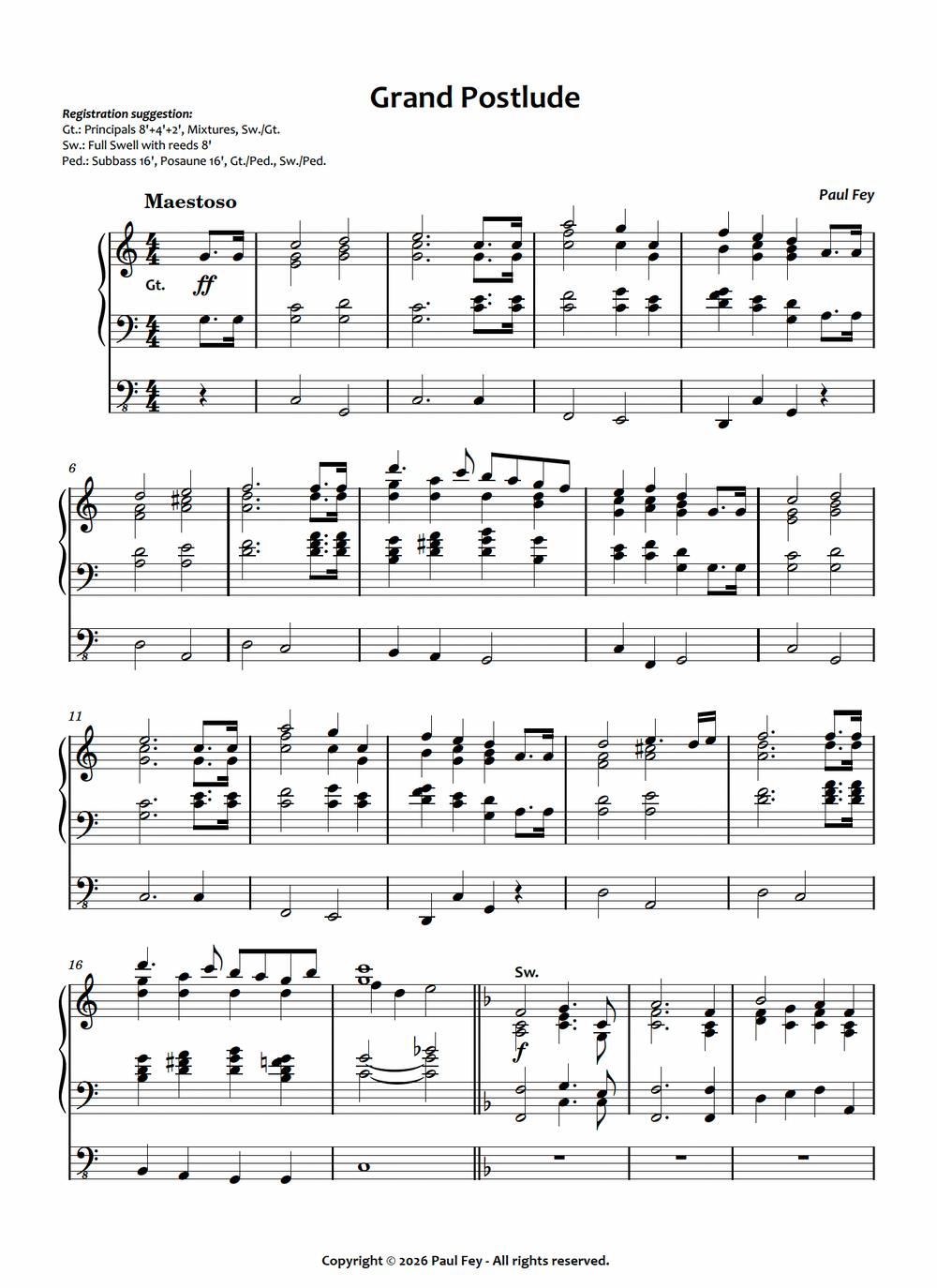 Grand Postlude (Sheet Music) - Paul Fey