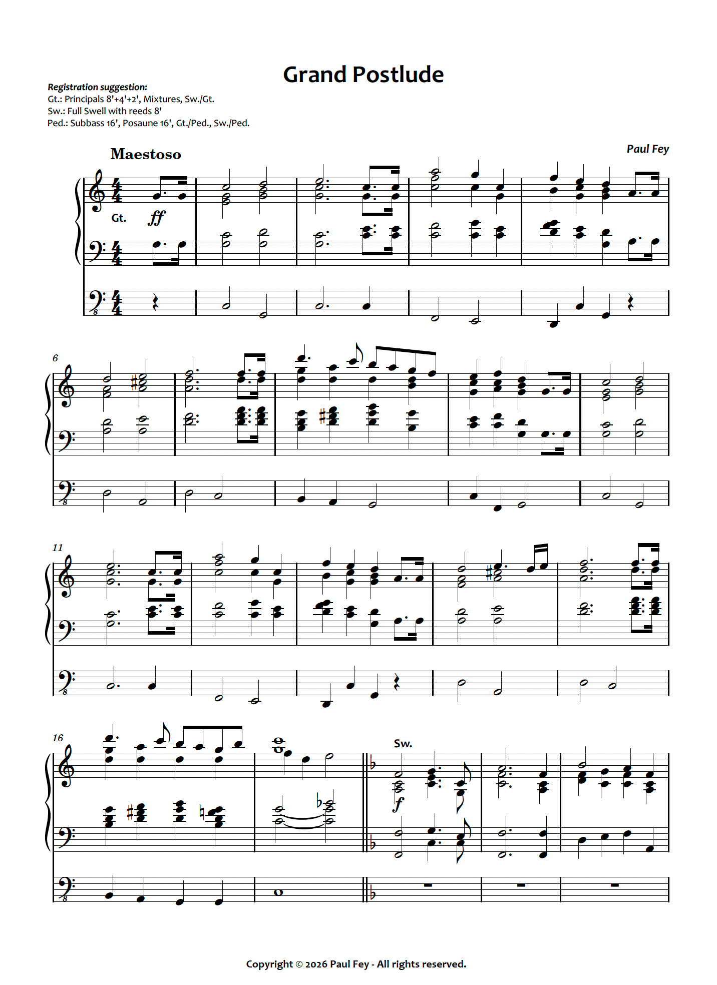 Grand Postlude (Sheet Music) - Paul Fey