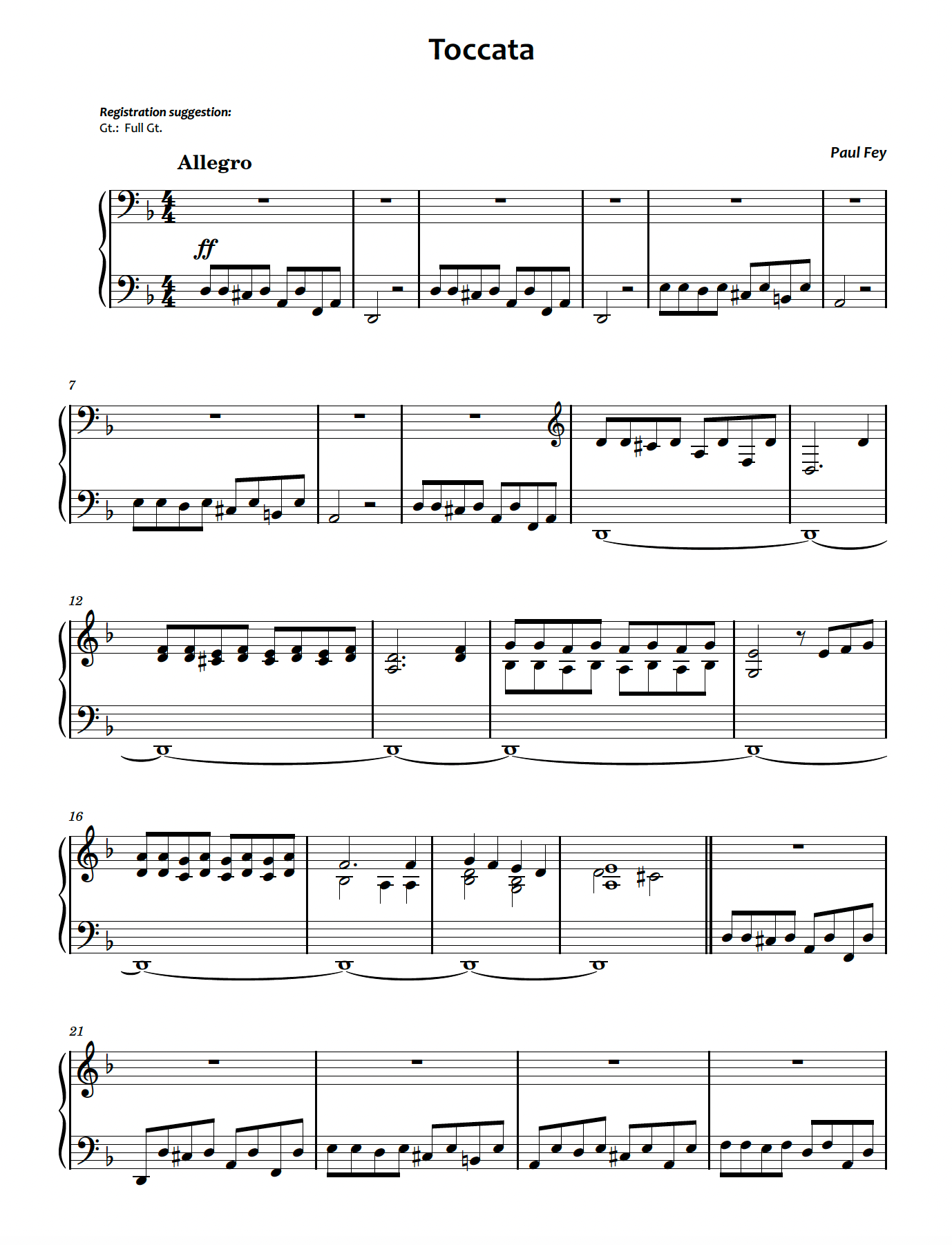 Toccata (Partitura) - Paul Fey