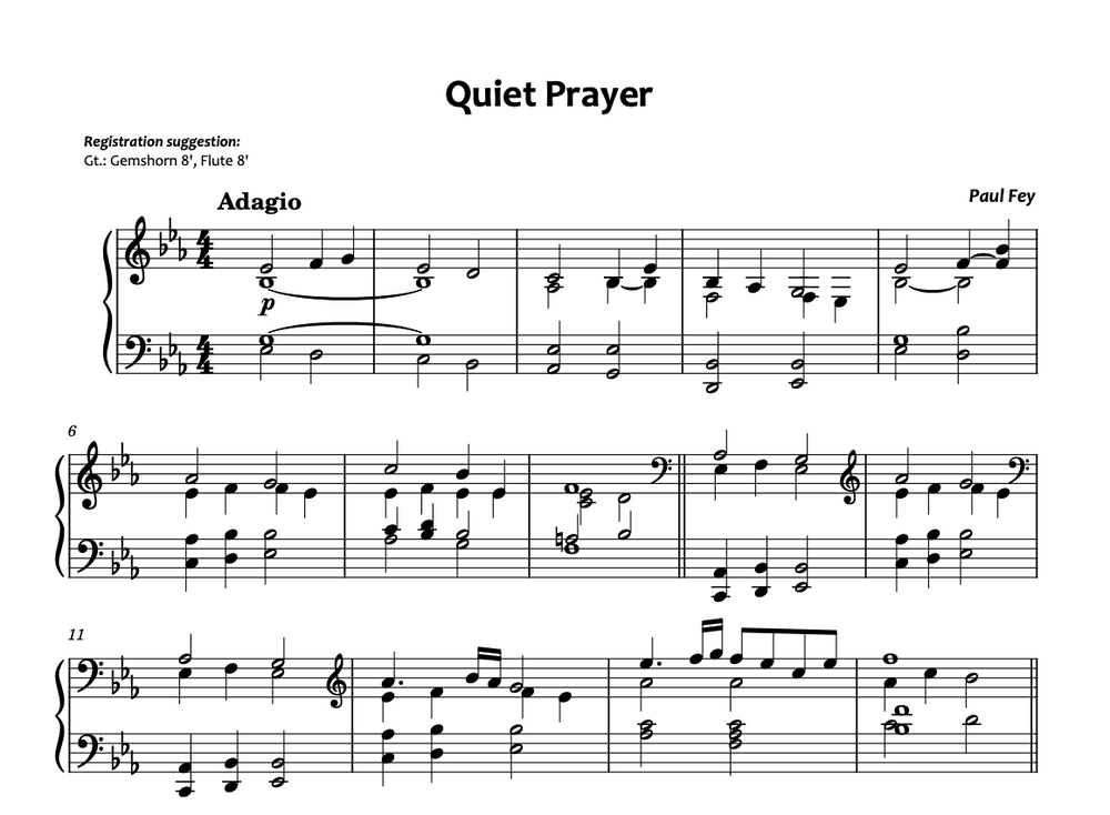 Quiet Prayer (Sheet Music) - Paul Fey