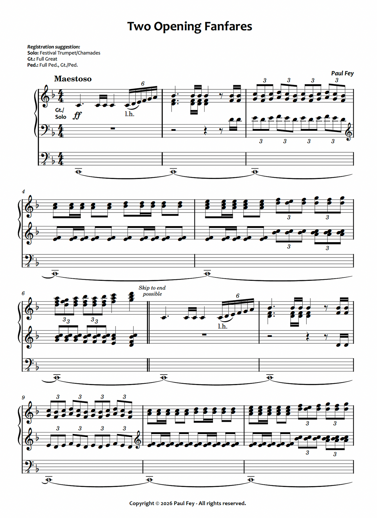 Two Opening Fanfares (Sheet Music) - Paul Fey