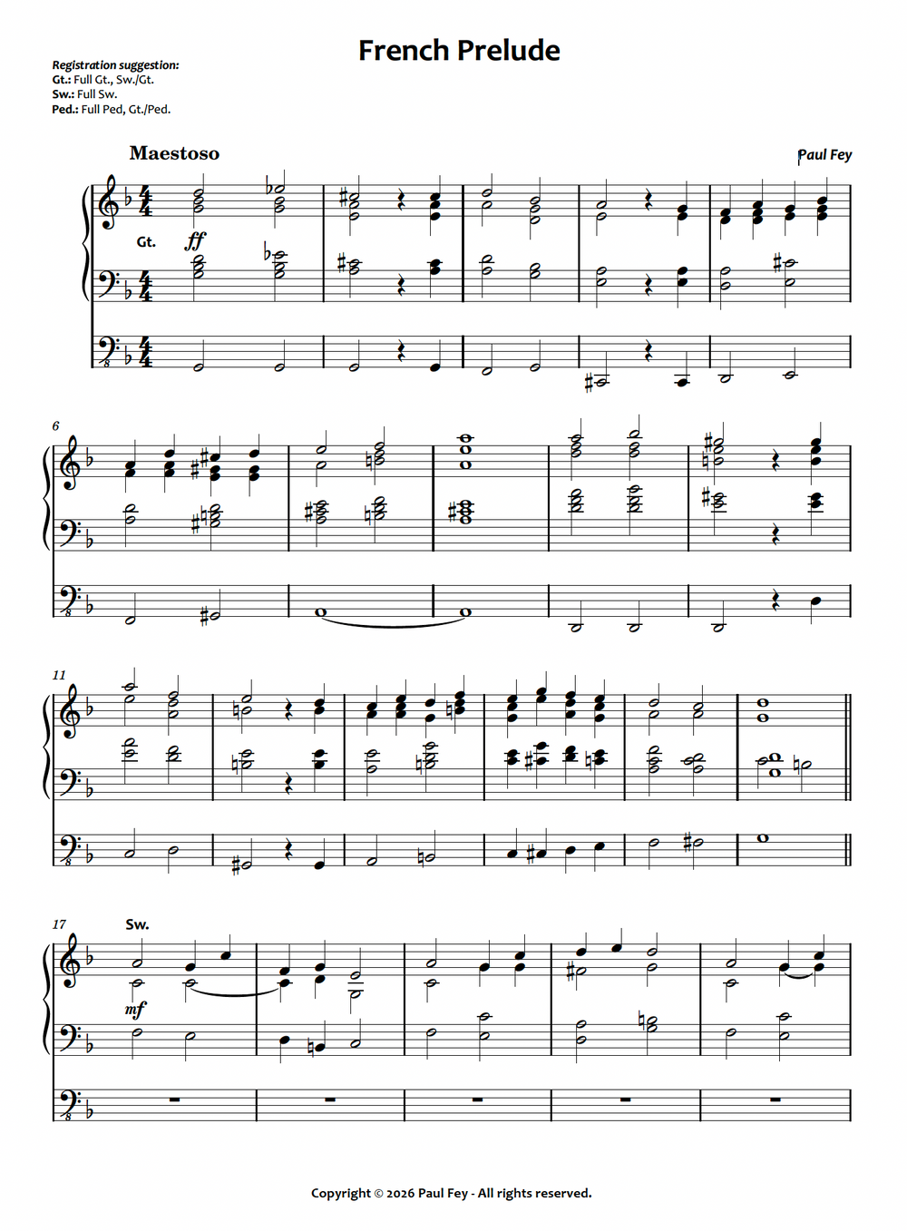 French Prelude (Sheet Music) - Paul Fey