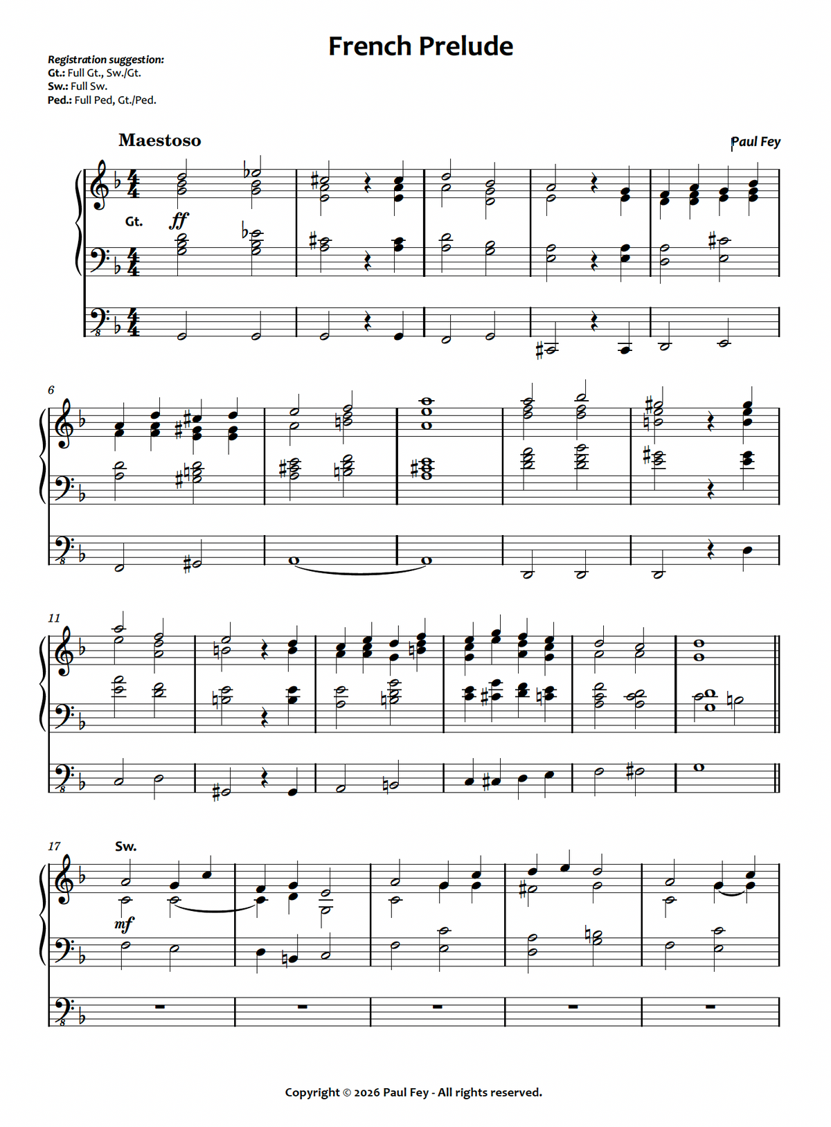 French Prelude (Sheet Music) - Paul Fey
