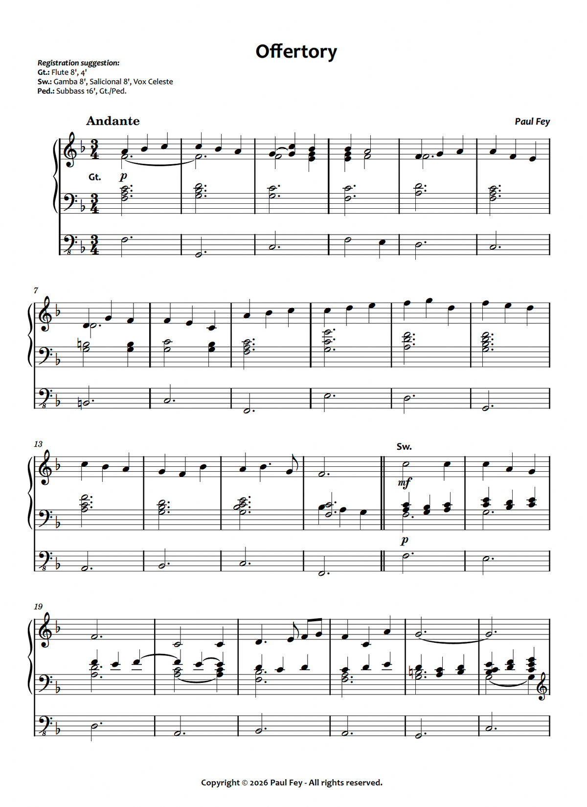Offertory (Sheet Music) - Paul Fey