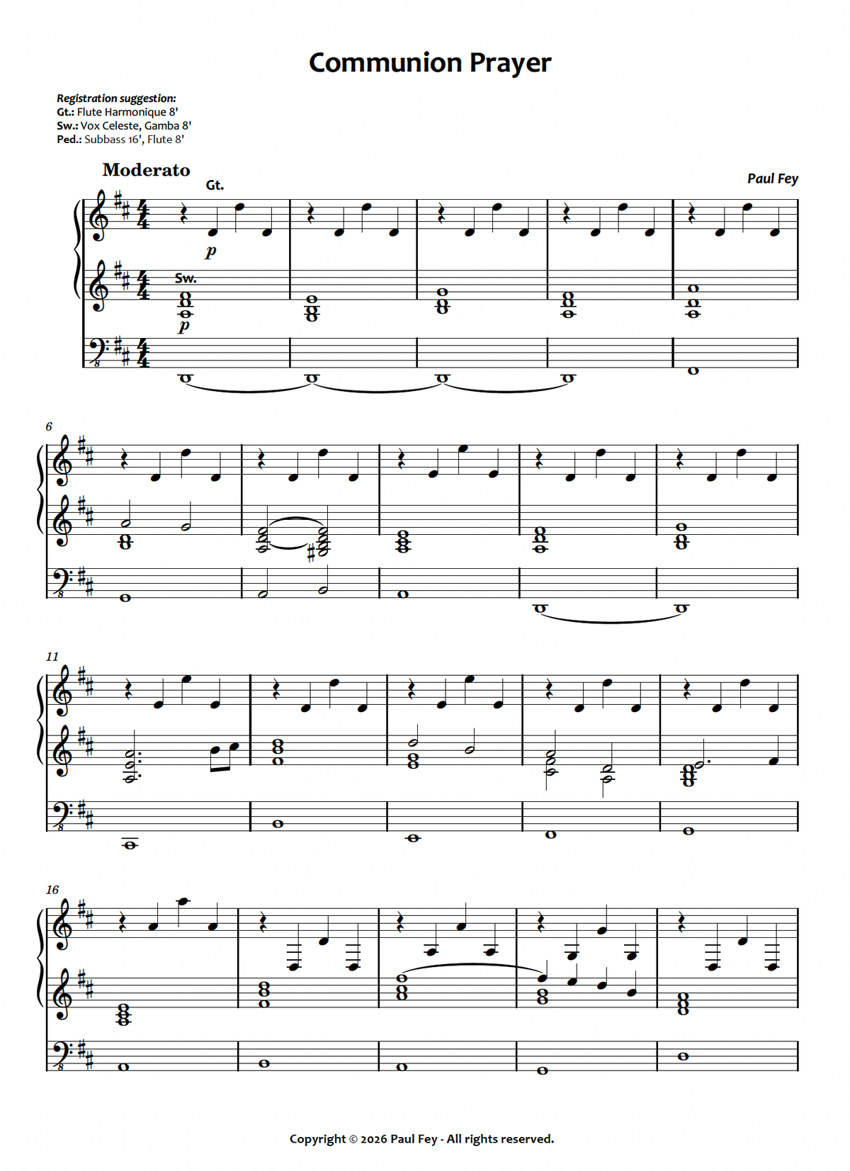 Communion Prayer (Sheet Music) - Paul Fey