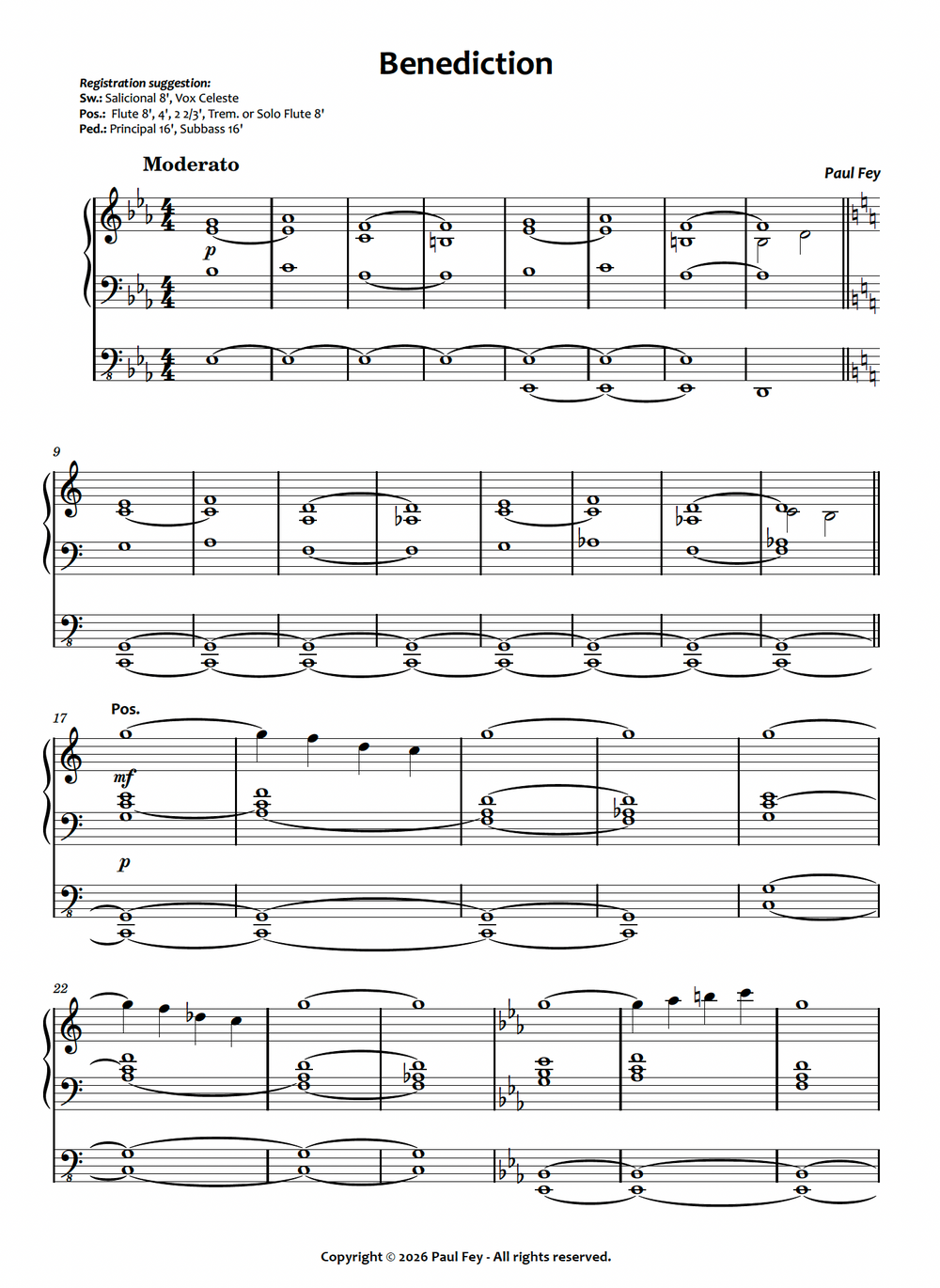 Benediction (Sheet Music) - Paul Fey