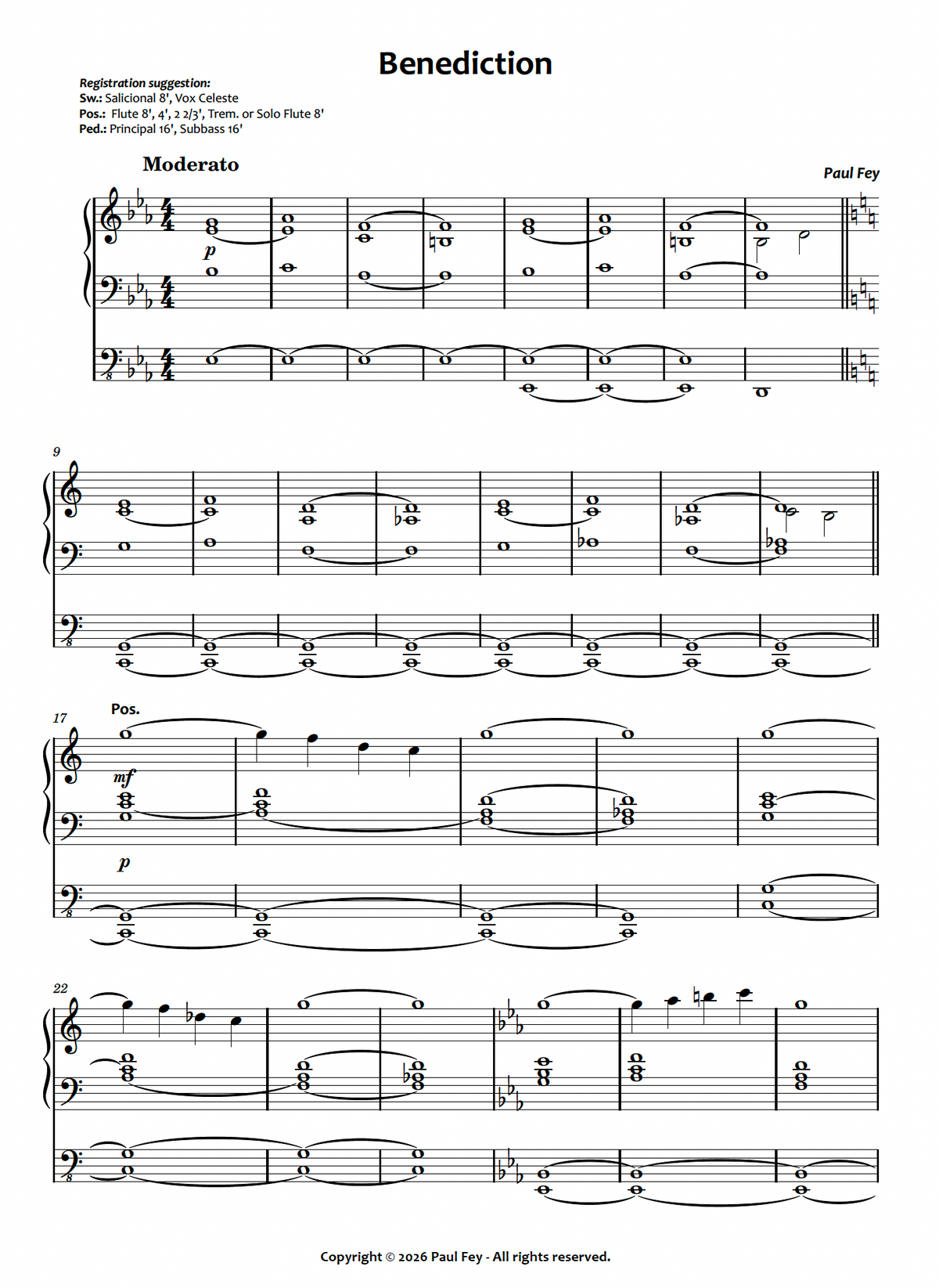 Benediction (Sheet Music) - Paul Fey