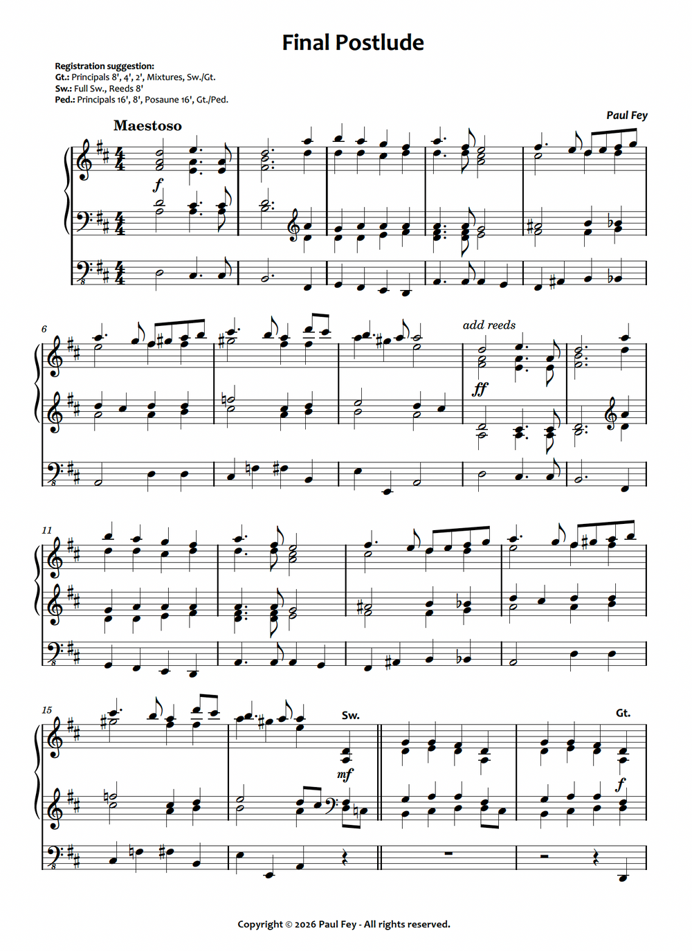 Final Postlude (Sheet Music) - Paul Fey