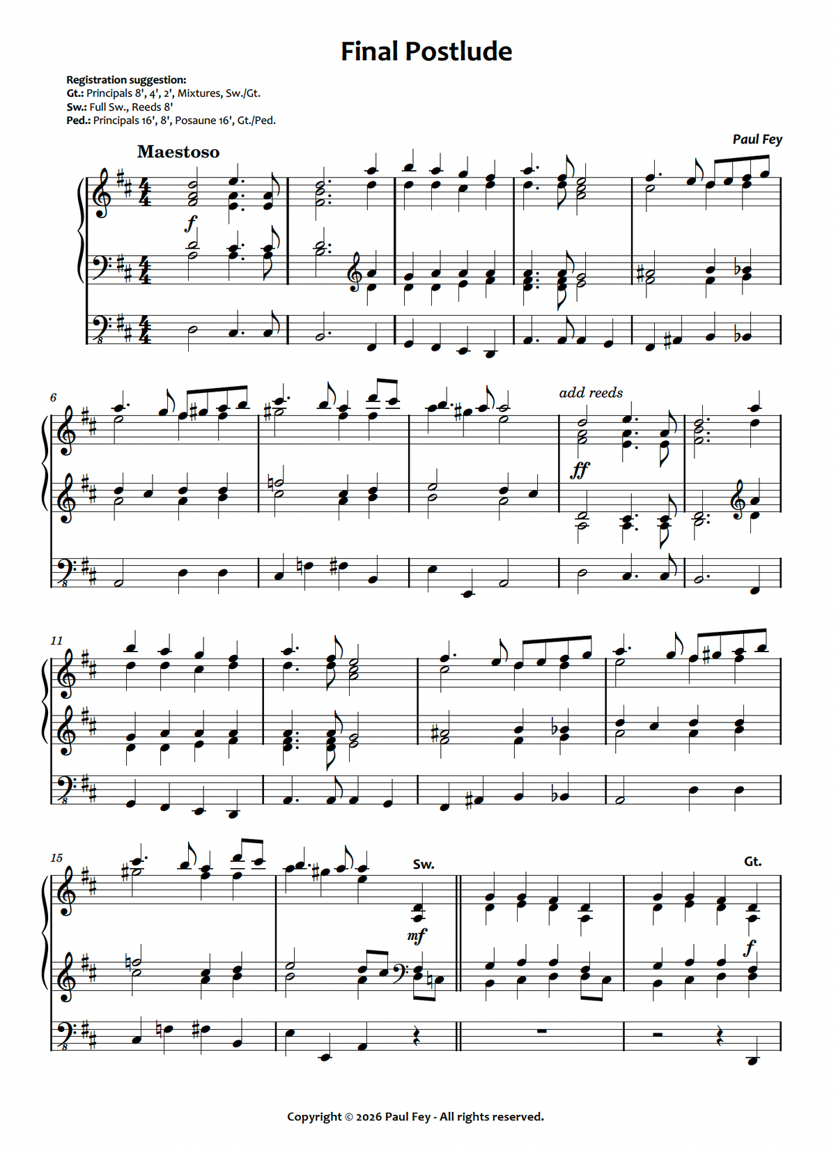 Final Postlude (Sheet Music) - Paul Fey