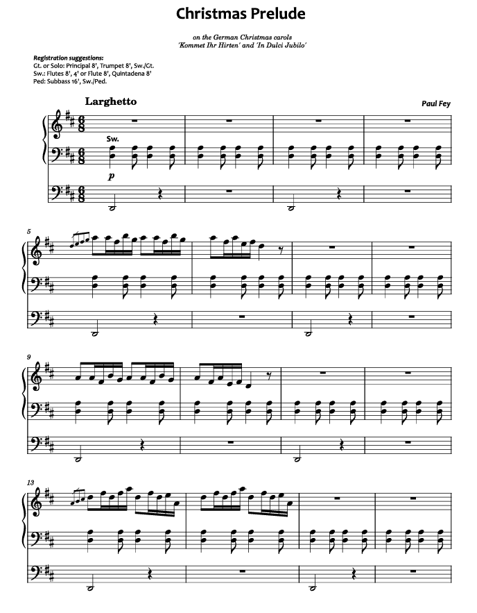 Christmas Prelude on 'Kommet ihr Hirten' and 'In Dulci Jubilo' (Sheet Music) - Paul Fey