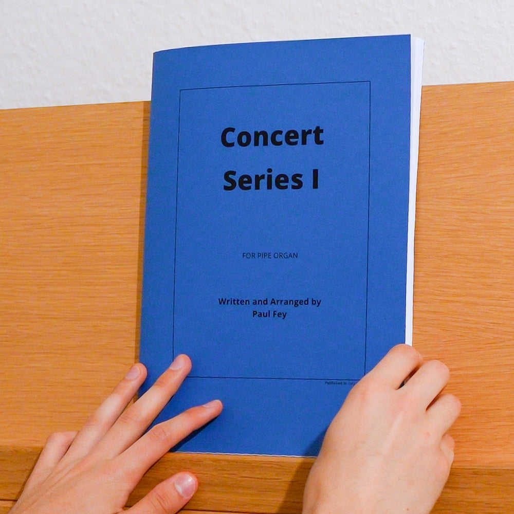 Concert Series I - 10 Pieces for Pipe Organ (Sheet Music) which is Fantasie on "Ein Feste Burg ist unser Gott", Organ Sonata No. 1 in d-Minor, Improvisation on "Nearer, My God, to Thee", Peaceful Meditation, Trumpet Tune No. 5 in C-Major, Prelude on, "Liebster Jesu wir sind hier" (II), Fantasie on "Simple Gifts", Encore: Humoresque, Encore: Grande Humoresque and Encore: Toccata in D-Major by Paul Fey Organist and Pianist