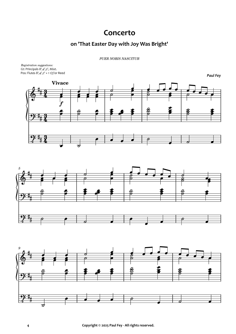 Concerto on 'That Easter Day with Joy Was Bright' (Sheet Music) - Paul Fey