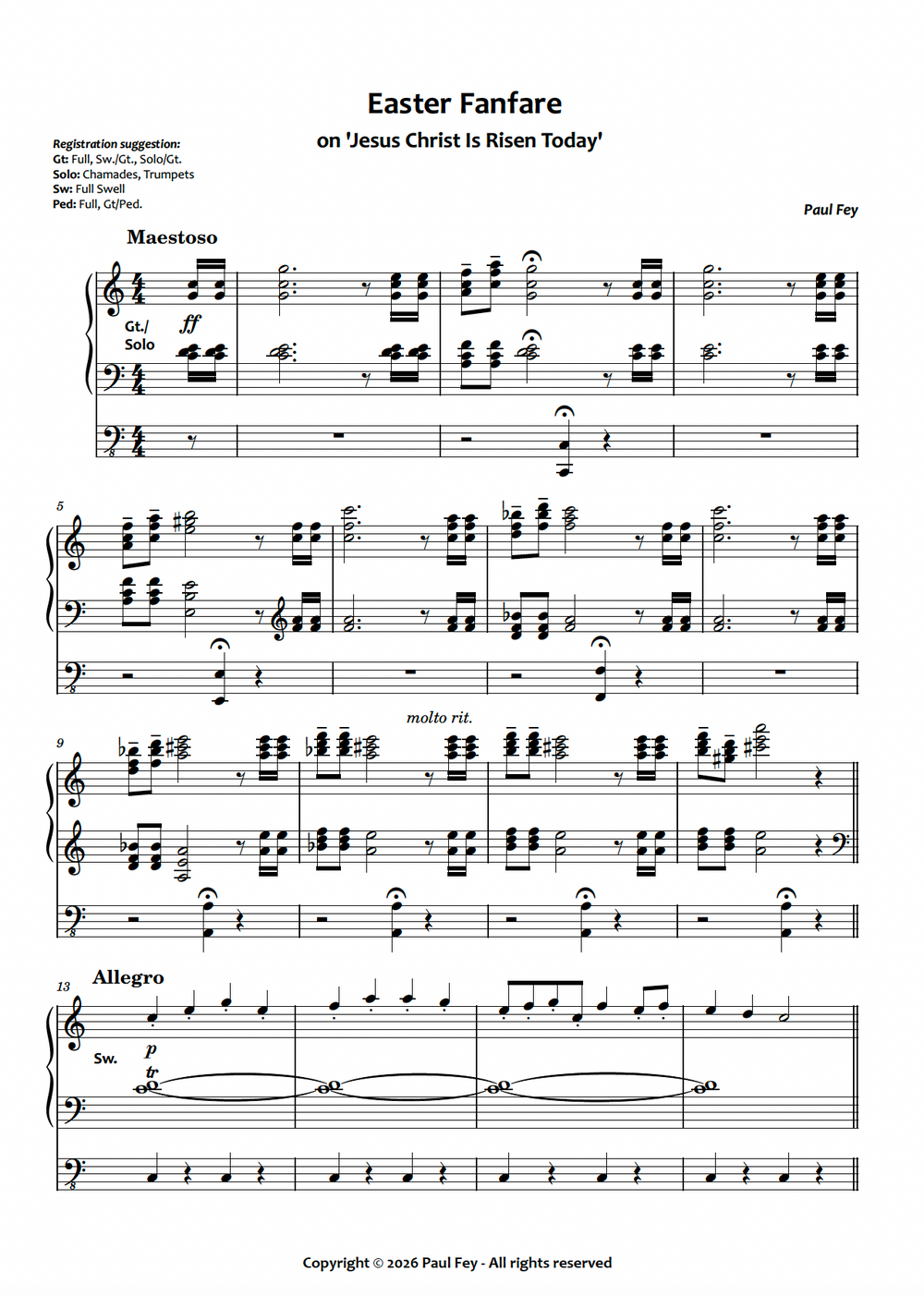 Easter Fanfare on 'Jesus Christ Is Risen Today' (Sheet Music) - Paul Fey