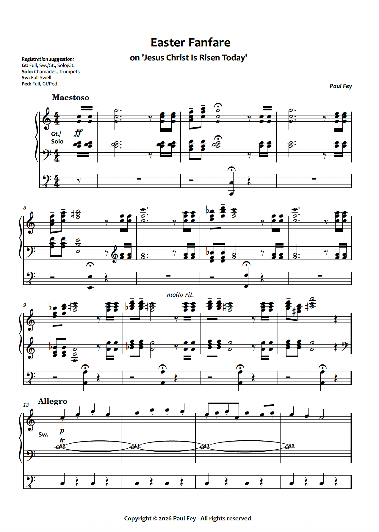 Easter Fanfare on 'Jesus Christ Is Risen Today' (Sheet Music) - Paul Fey